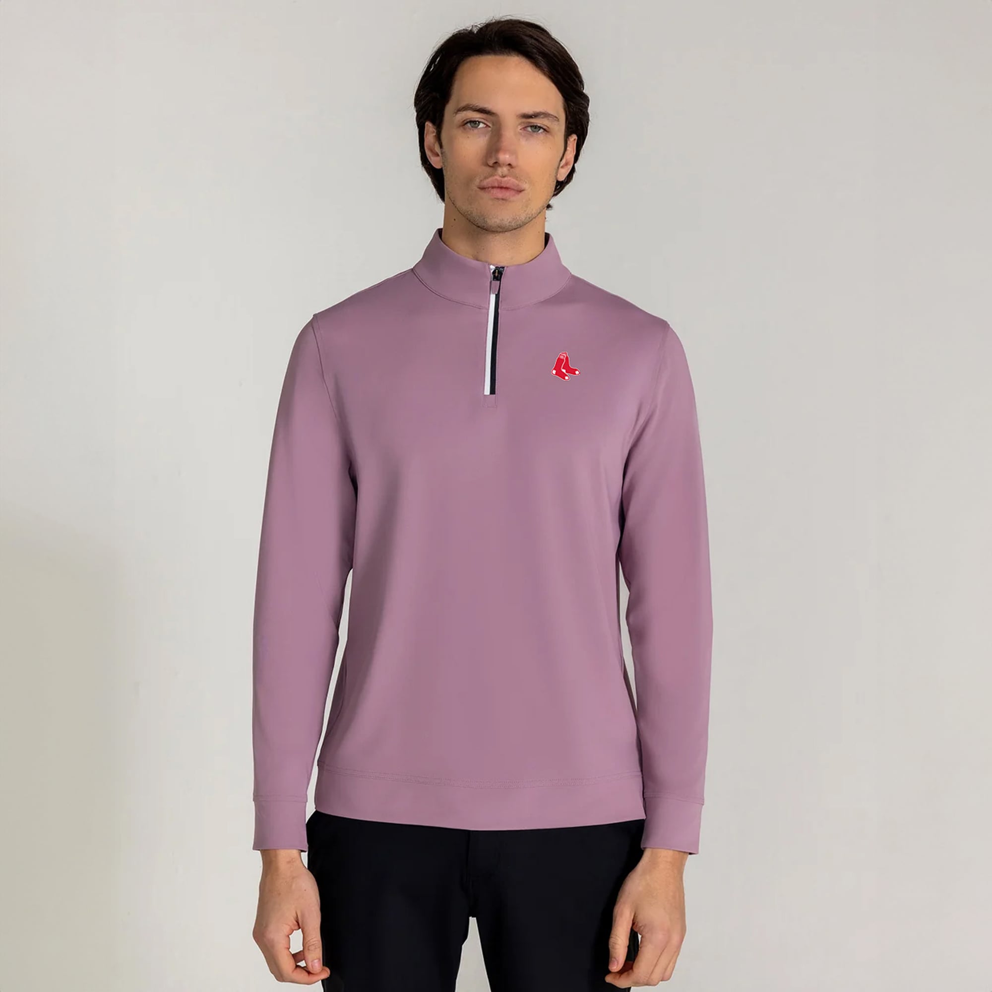 Men's Redvanly Purple Boston Red Sox Fleet Quarter-Zip Pullover