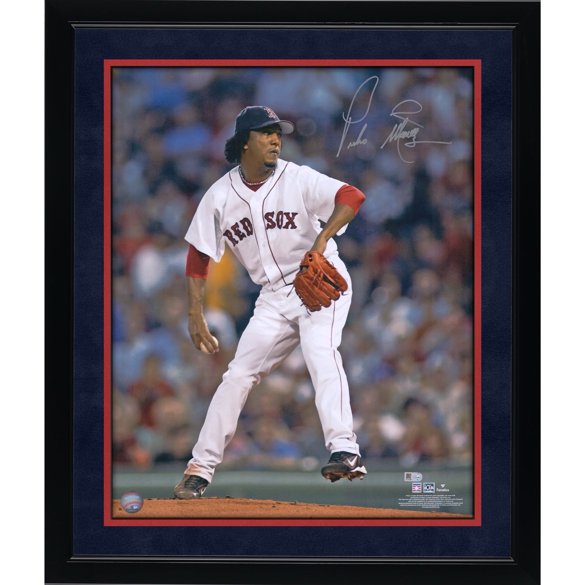 Pedro Martinez Boston Red Sox Autographed 16" x 20" Pitching in White Jersey Photograph