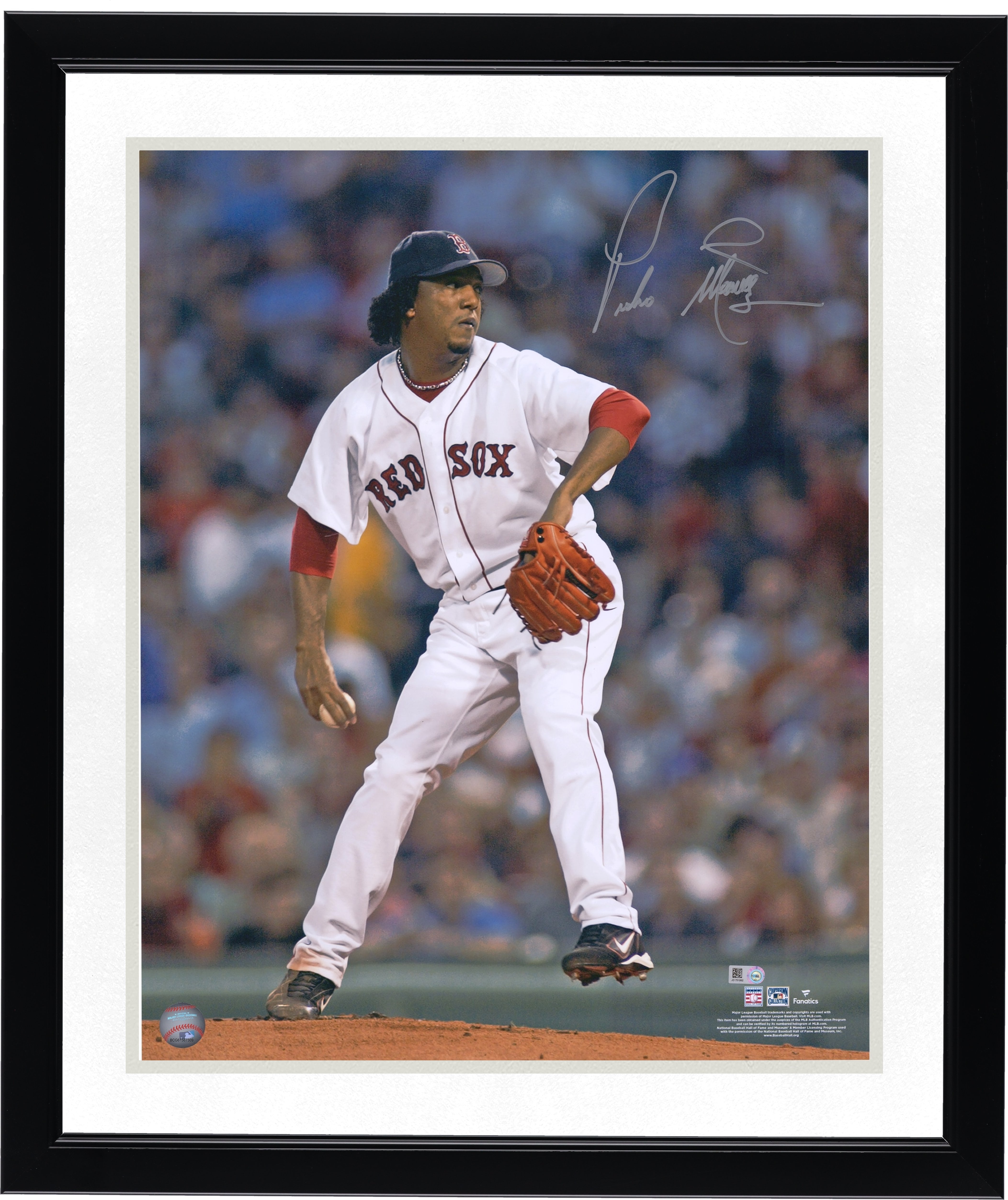 Pedro Martinez Boston Red Sox Autographed 16" x 20" Pitching in White Jersey Photograph