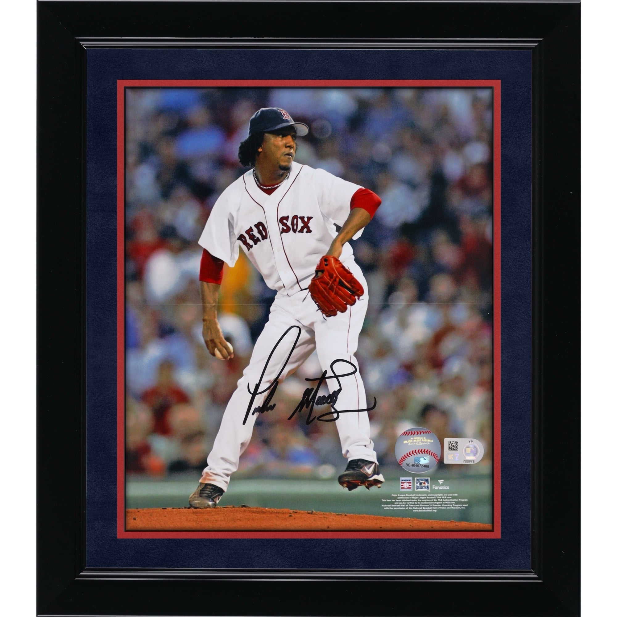 Pedro Martinez Boston Red Sox Autographed 8" x 10" Pitching in White Jersey Photograph