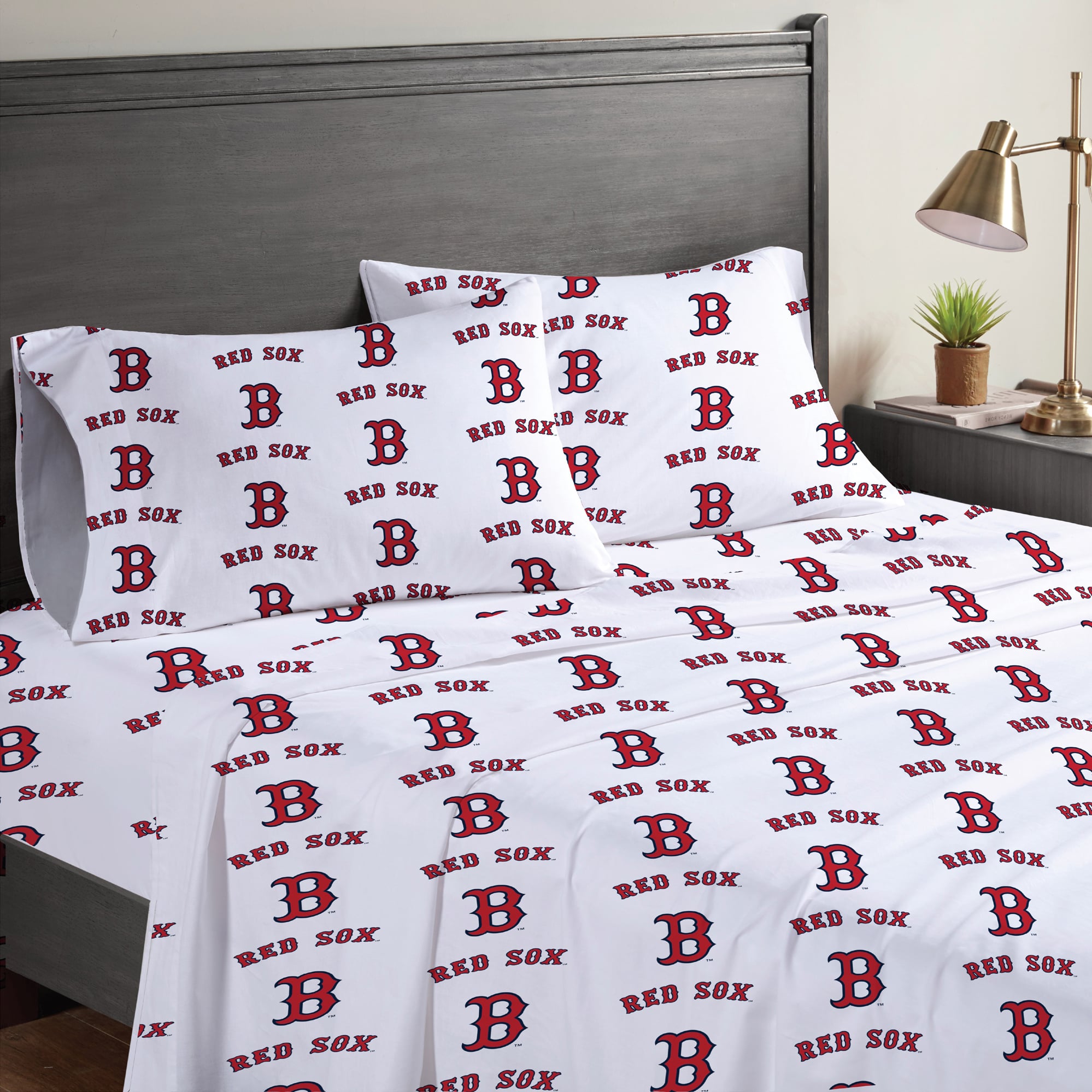 Ensemble de draps quatre pièces Pegasus Boston Red Sox pour lit queen