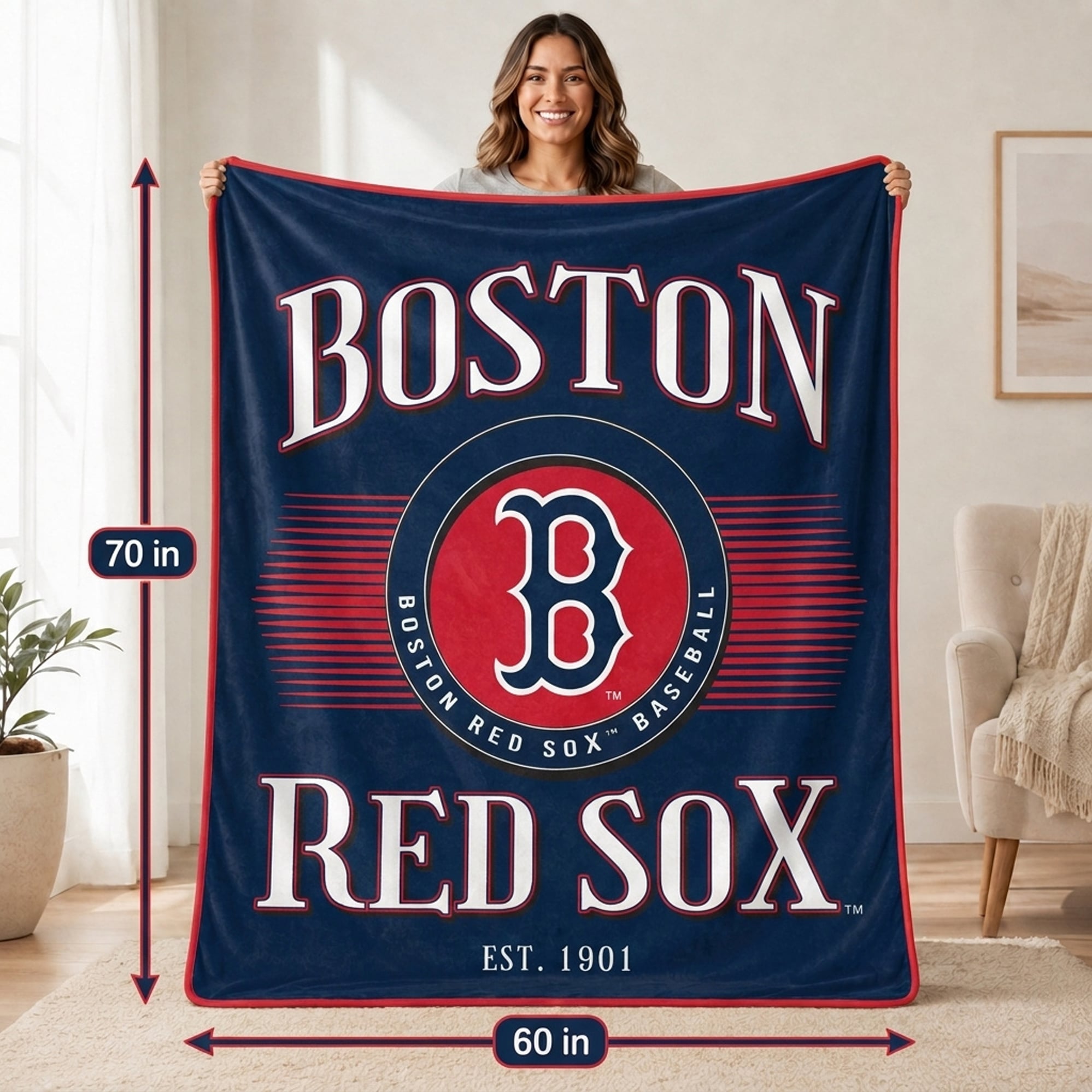 Pegasus Boston Red Sox Spotlight Arch 60" x 70" Ultra Soft Throw Blanket