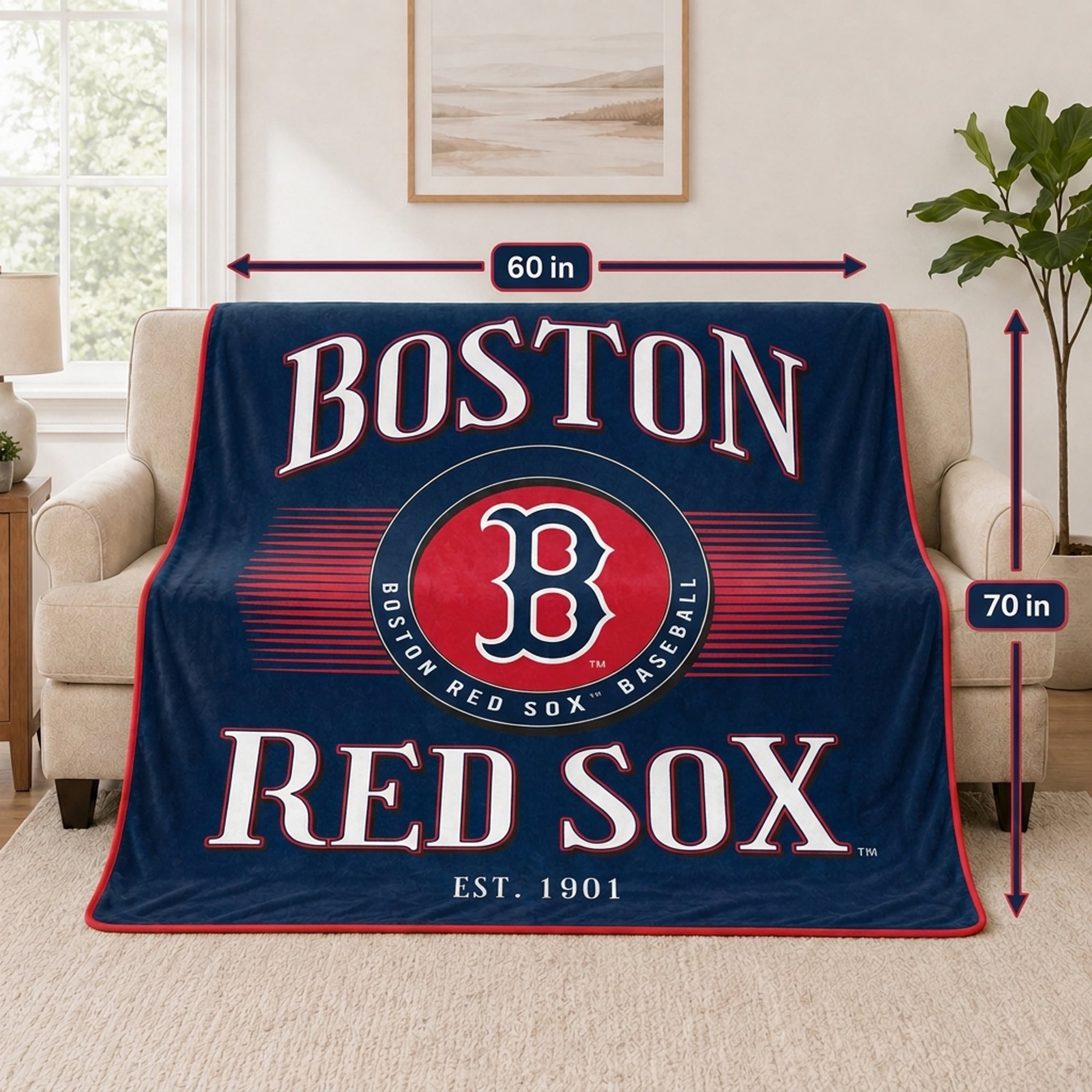 Pegasus Boston Red Sox Spotlight Arch 60" x 70" Ultra Soft Throw Blanket