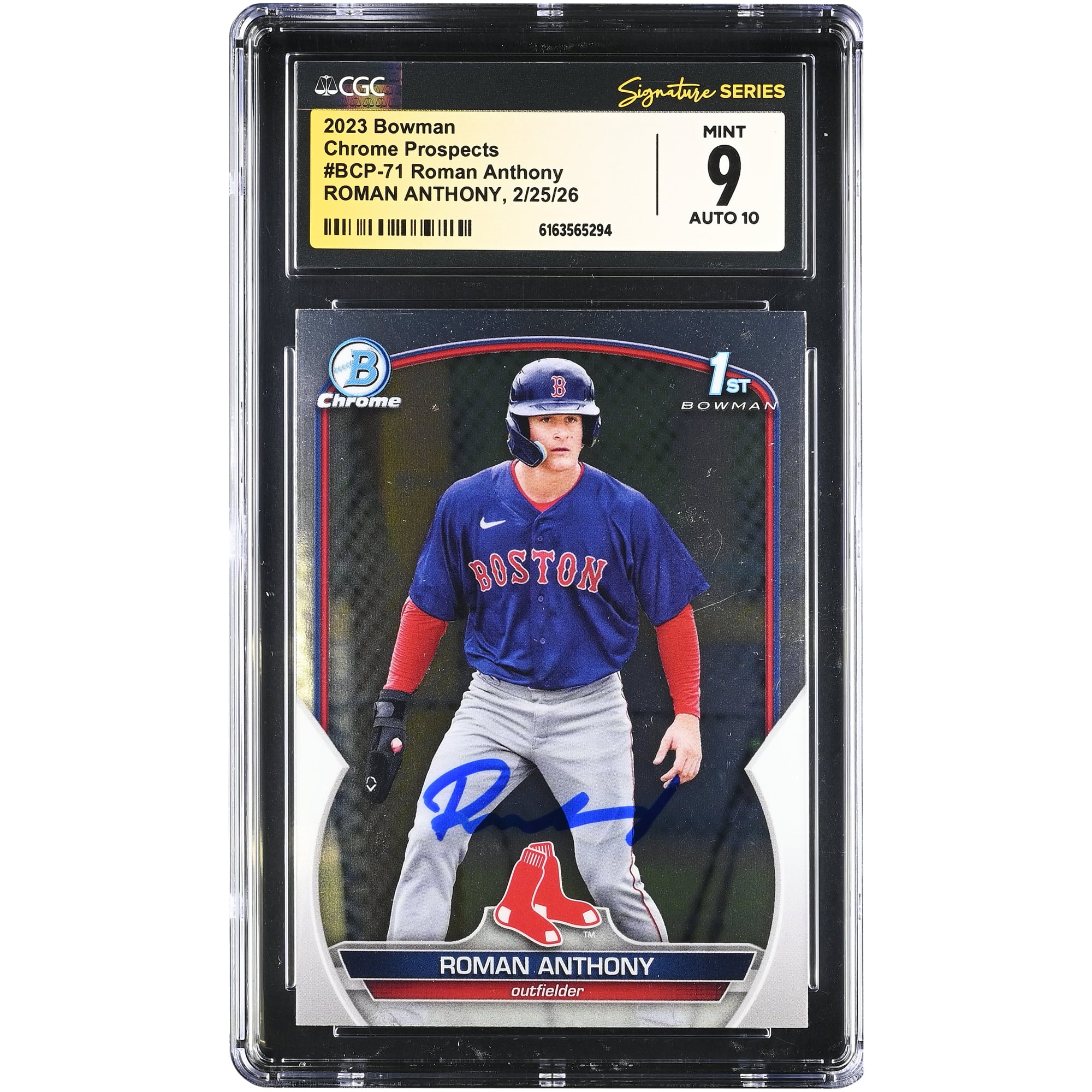 Roman Anthony Boston Red Sox Autographed 2023 Bowman Chrome Prospects #BCP-71 CGC Authenticated /10 Card