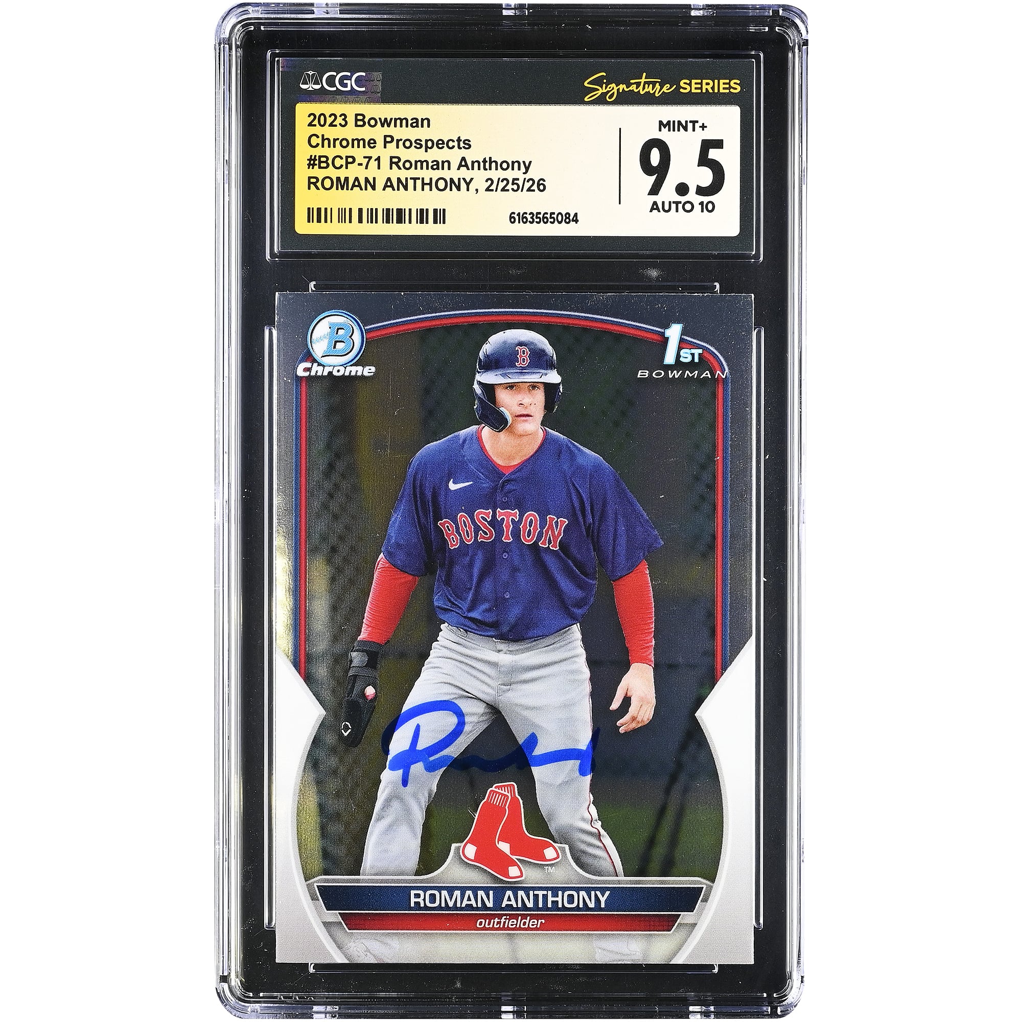 Carte autographiée par Roman Anthony des Red Sox de Boston, collection Bowman Chrome Prospects 2023, numéro BCP-71, authentifiée par CGC (note 9,5/10).