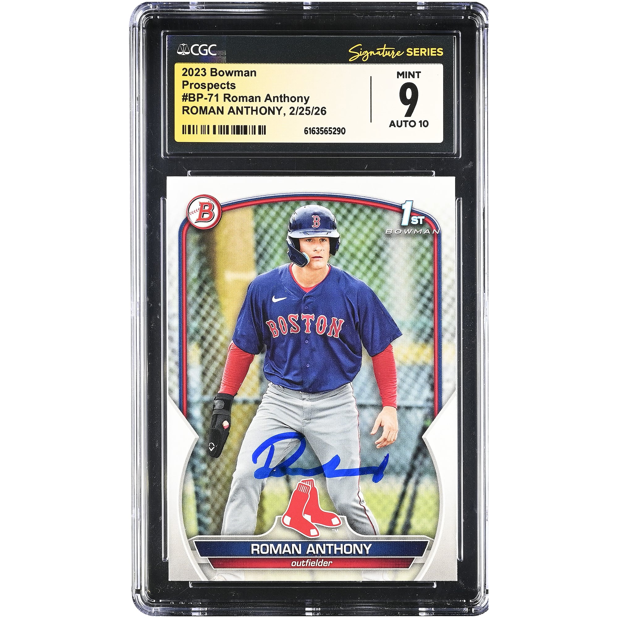 Roman Anthony Boston Red Sox Autographed 2023 Bowman Prospects #BP-71 CGC Authenticated /10 Card