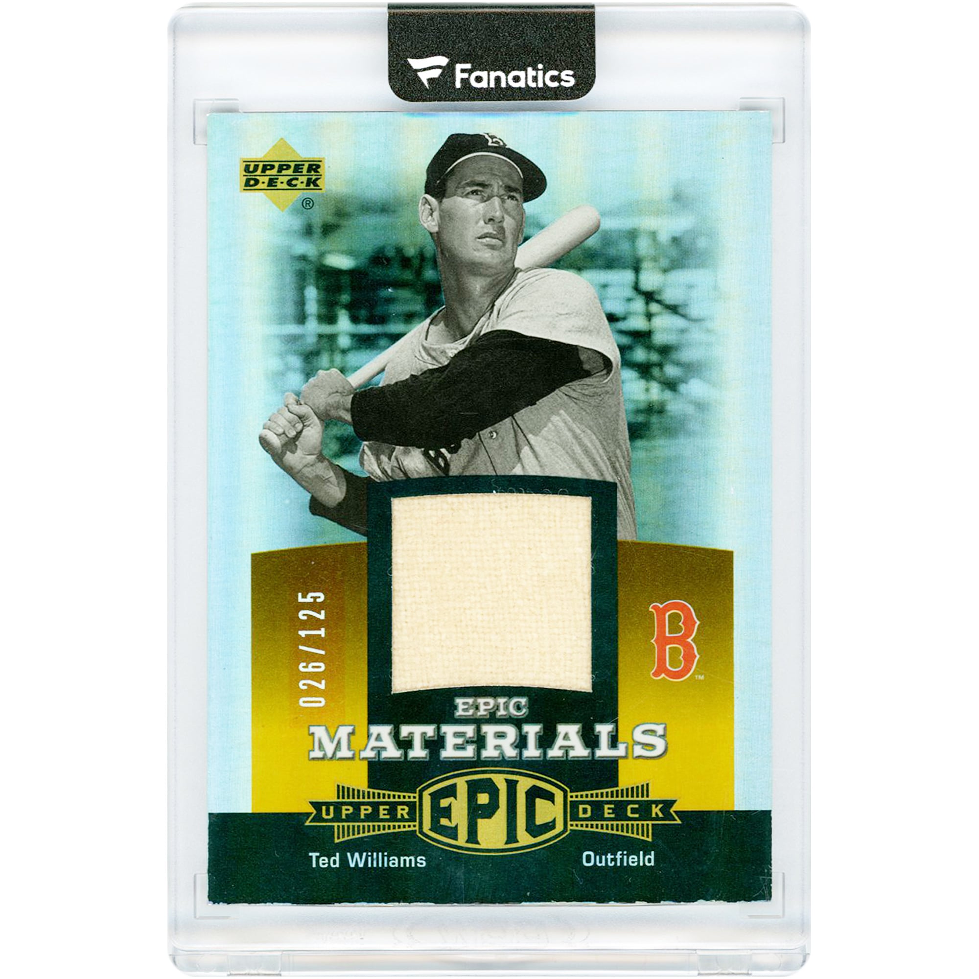 Carte Ted Williams Boston Red Sox 2006 Upper Deck Epic Materials Game Used Jersey Relic #EM-TW1 #26/125