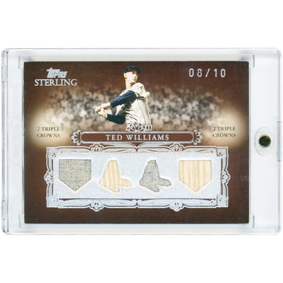 Ted Williams Boston Red Sox 2007 Topps Sterling Moments Quad Game Used Bat & Jersey Relics #4SM-48 #8/10 Card