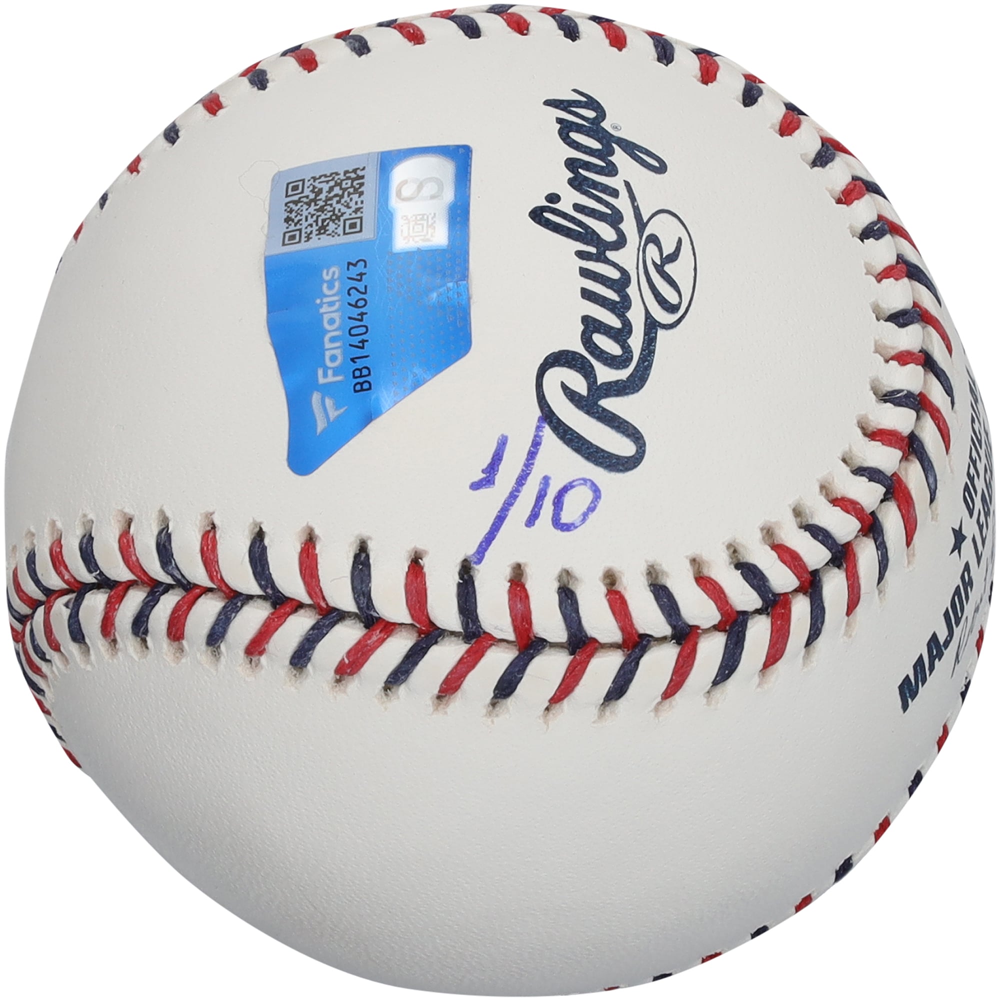 Balle de baseball autographiée par Tom Brady des Red Sox de Boston, lacets aux couleurs de l'équipe et inscription « Boston Strong