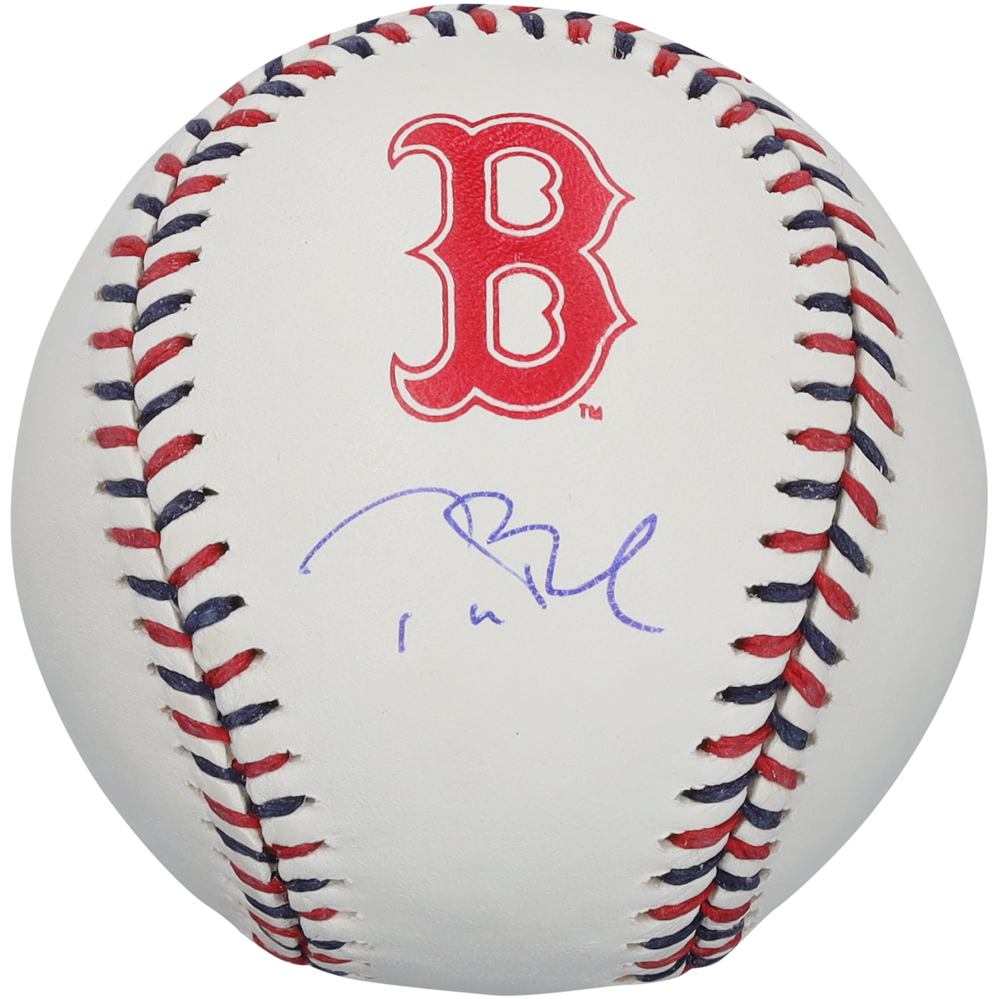 Tom Brady Boston Red Sox Autographed Team Color Laces Baseball