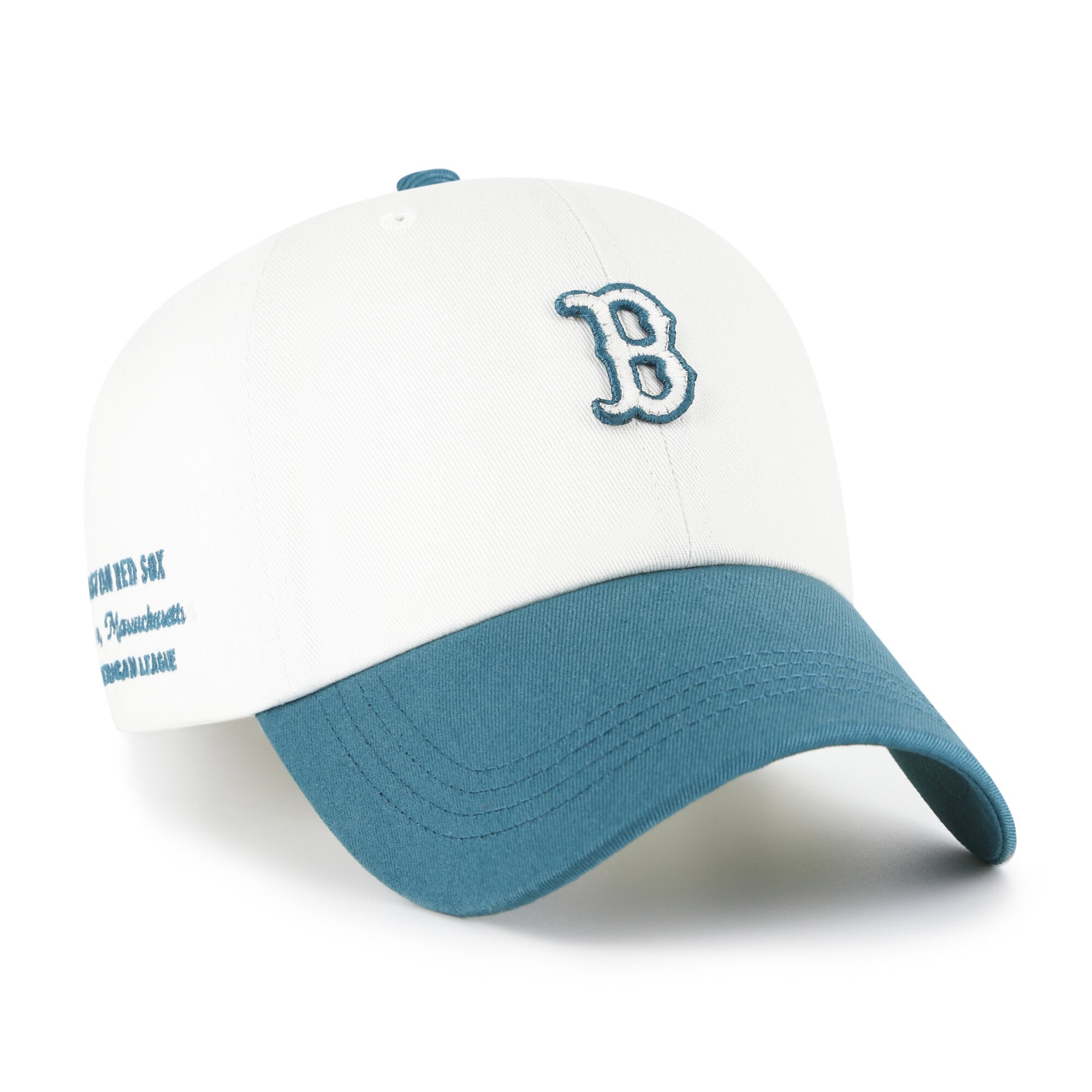 Unisex '47 White/Teal Boston Red Sox Contemporary Tonal Clean Up Adjustable Hat