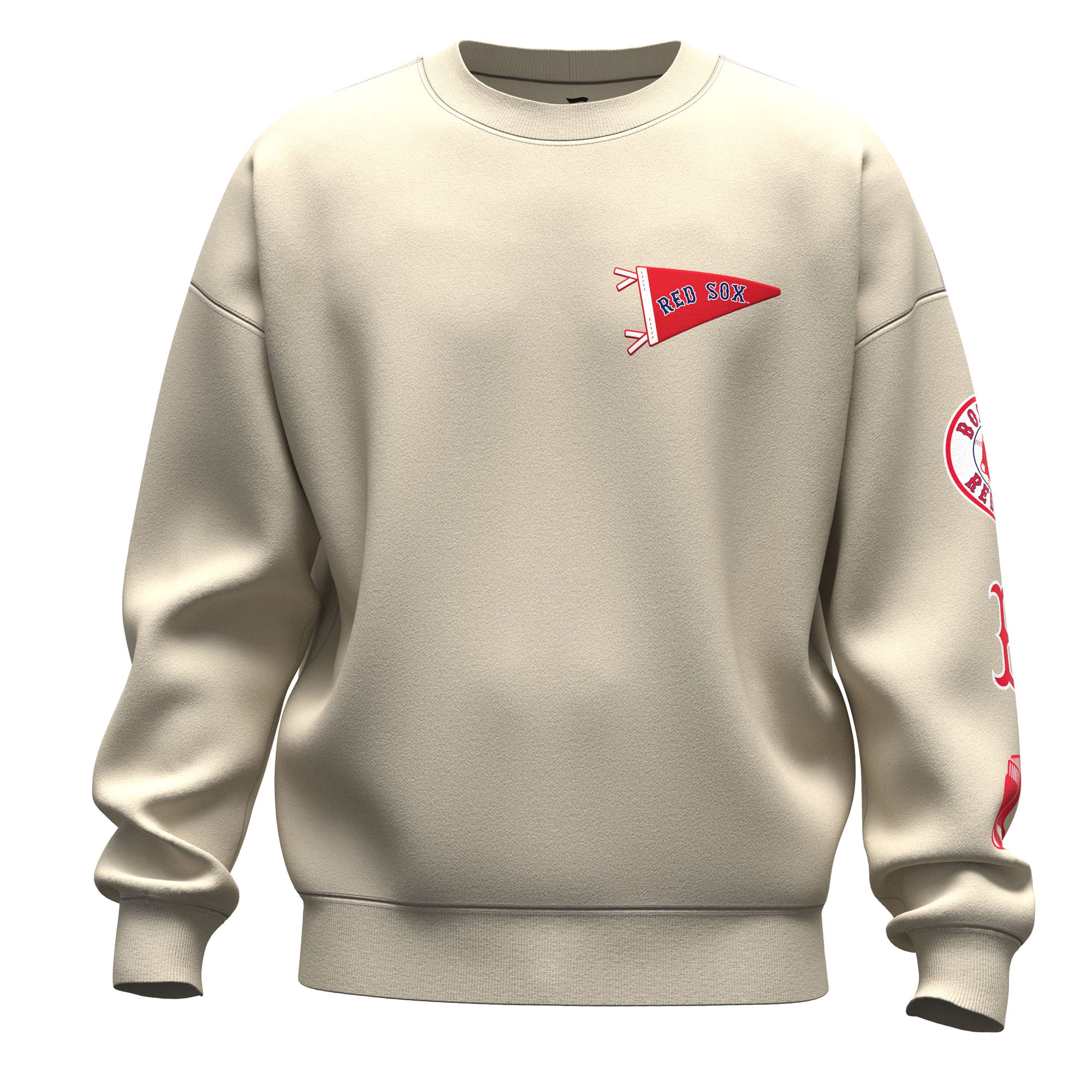 Unisex Fanatics Tan Boston Red Sox Spirit Jersey Fleece Crewneck Pennant Sweatshirt