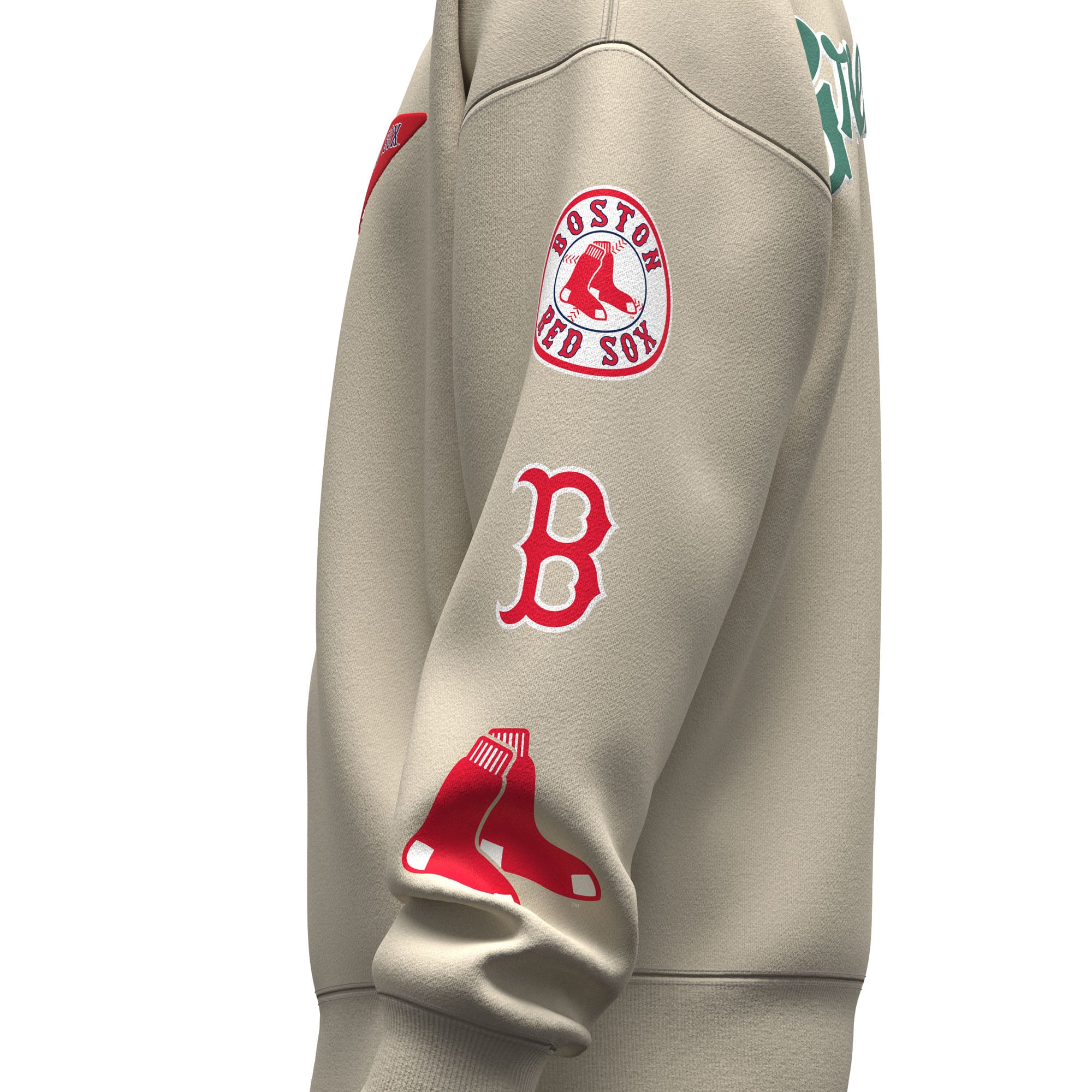 Unisex Fanatics Tan Boston Red Sox Spirit Jersey Fleece Crewneck Pennant Sweatshirt