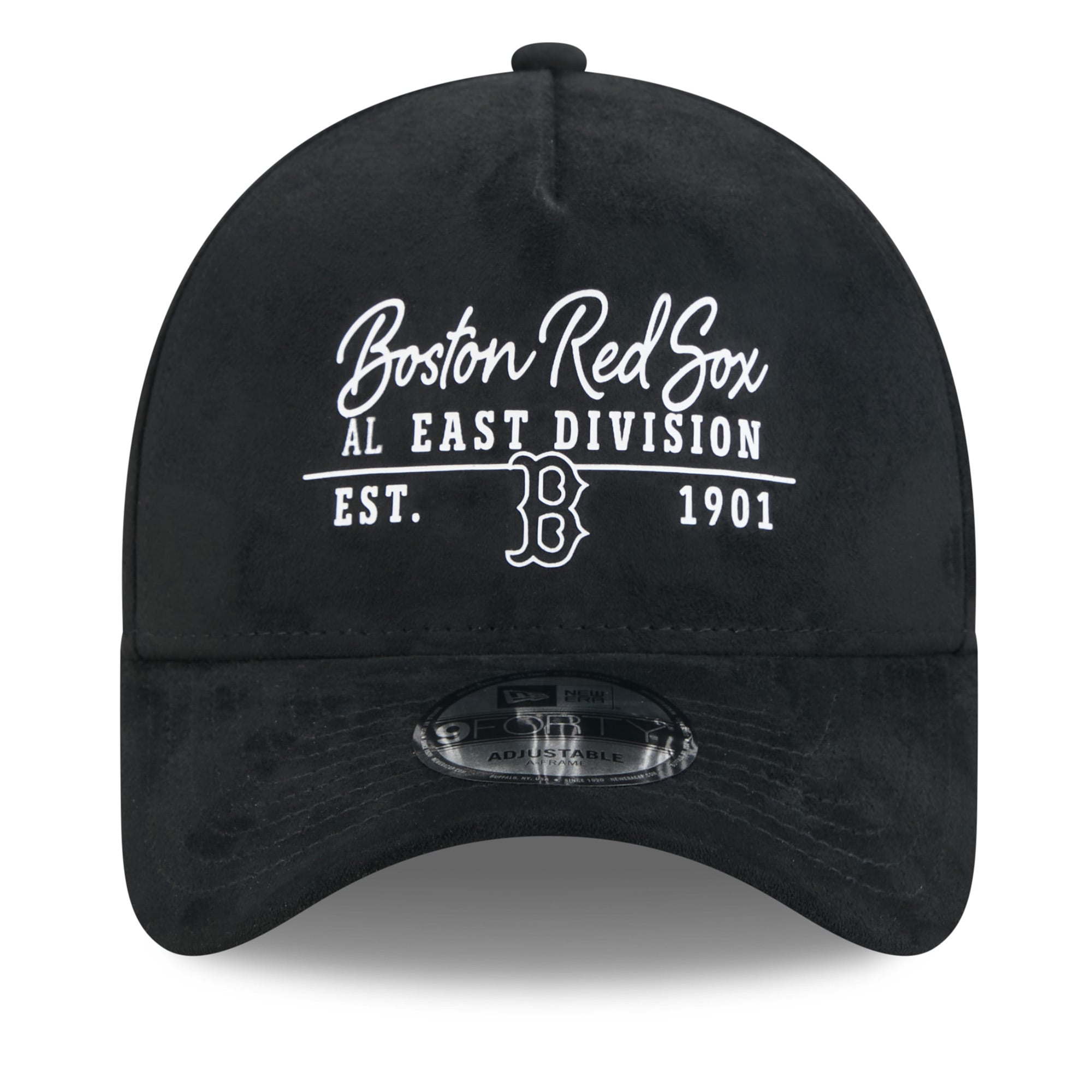 Unisex New Era Black Boston Red Sox Script Text 9FORTY A-Frame Adjustable Hat