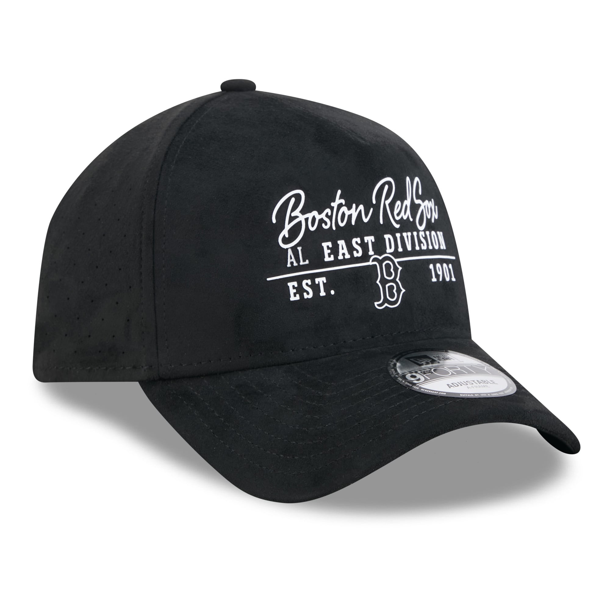 Unisex New Era Black Boston Red Sox Script Text 9FORTY A-Frame Adjustable Hat