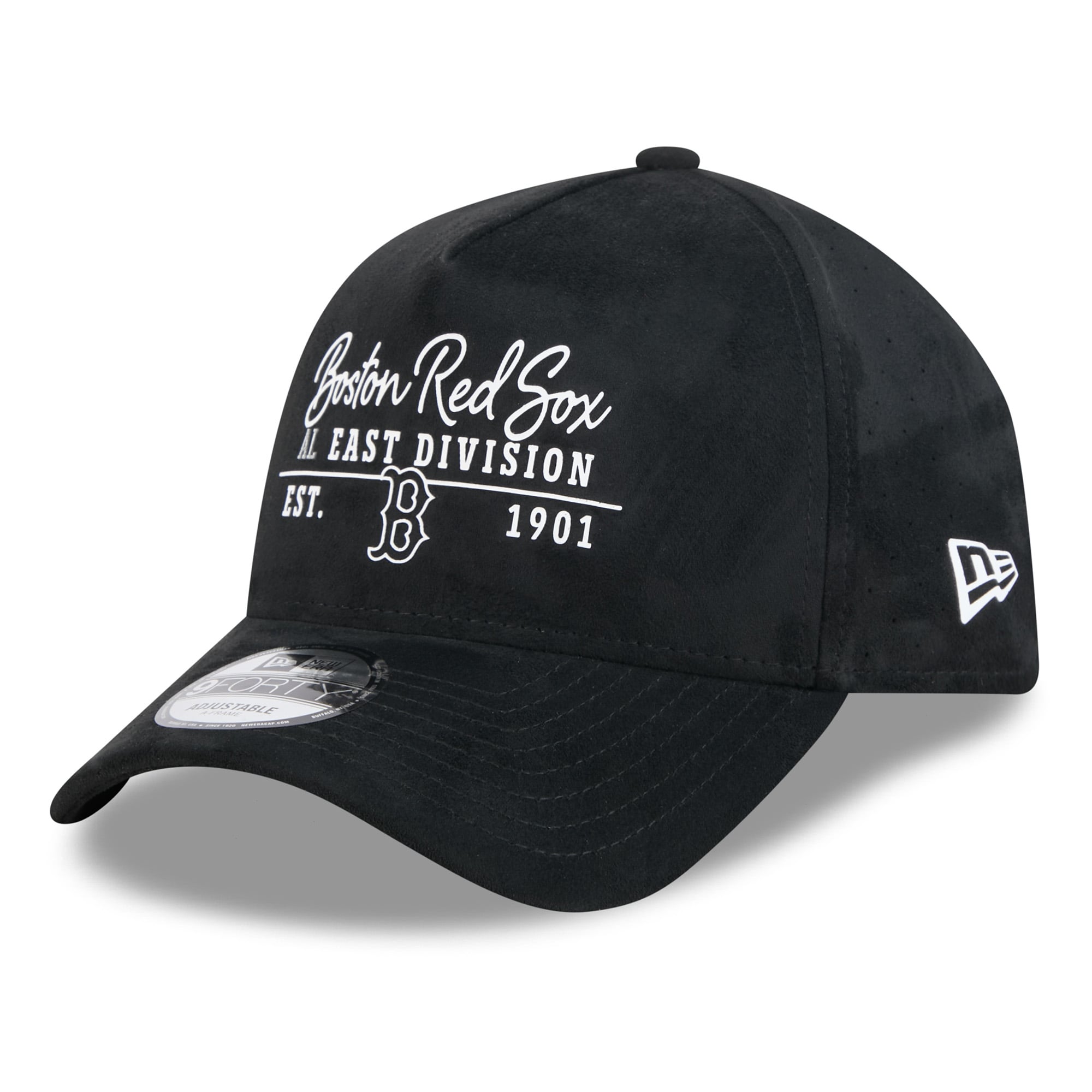 Unisex New Era Black Boston Red Sox Script Text 9FORTY A-Frame Adjustable Hat