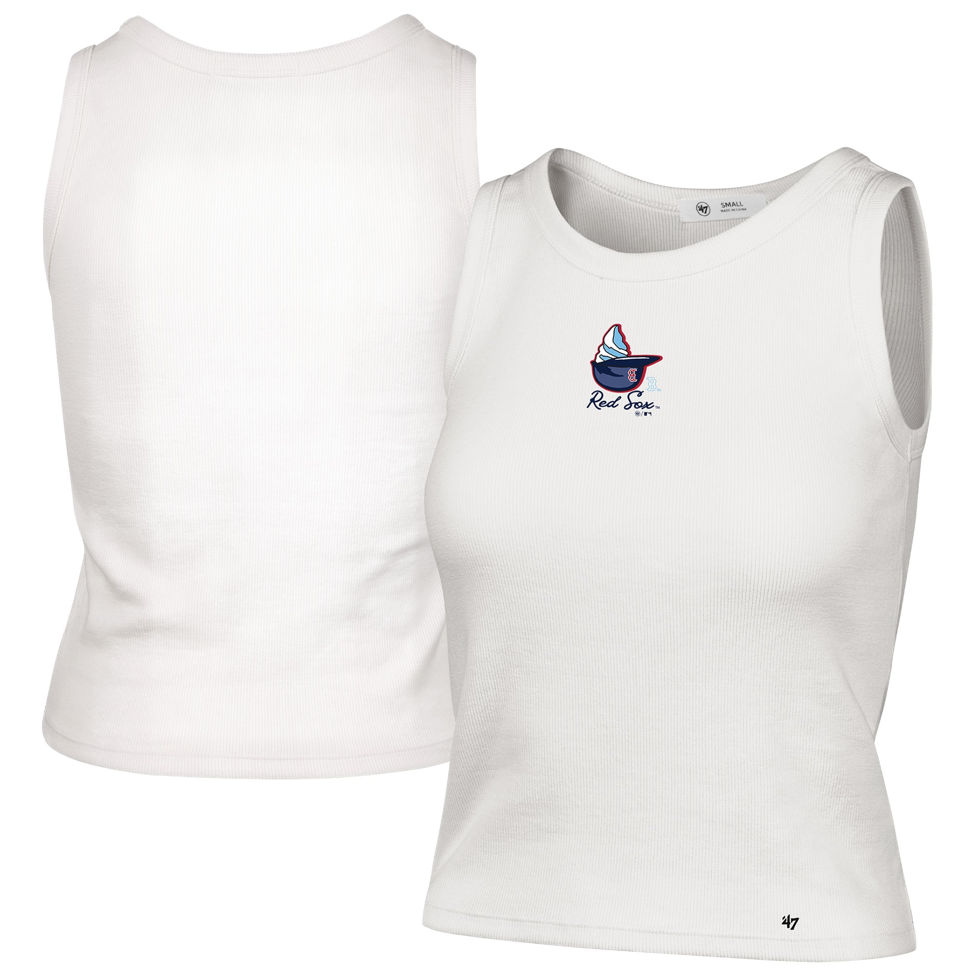 Women's '47 Cream Boston Red Sox Single Swirl Ribbed Baby Tank Top