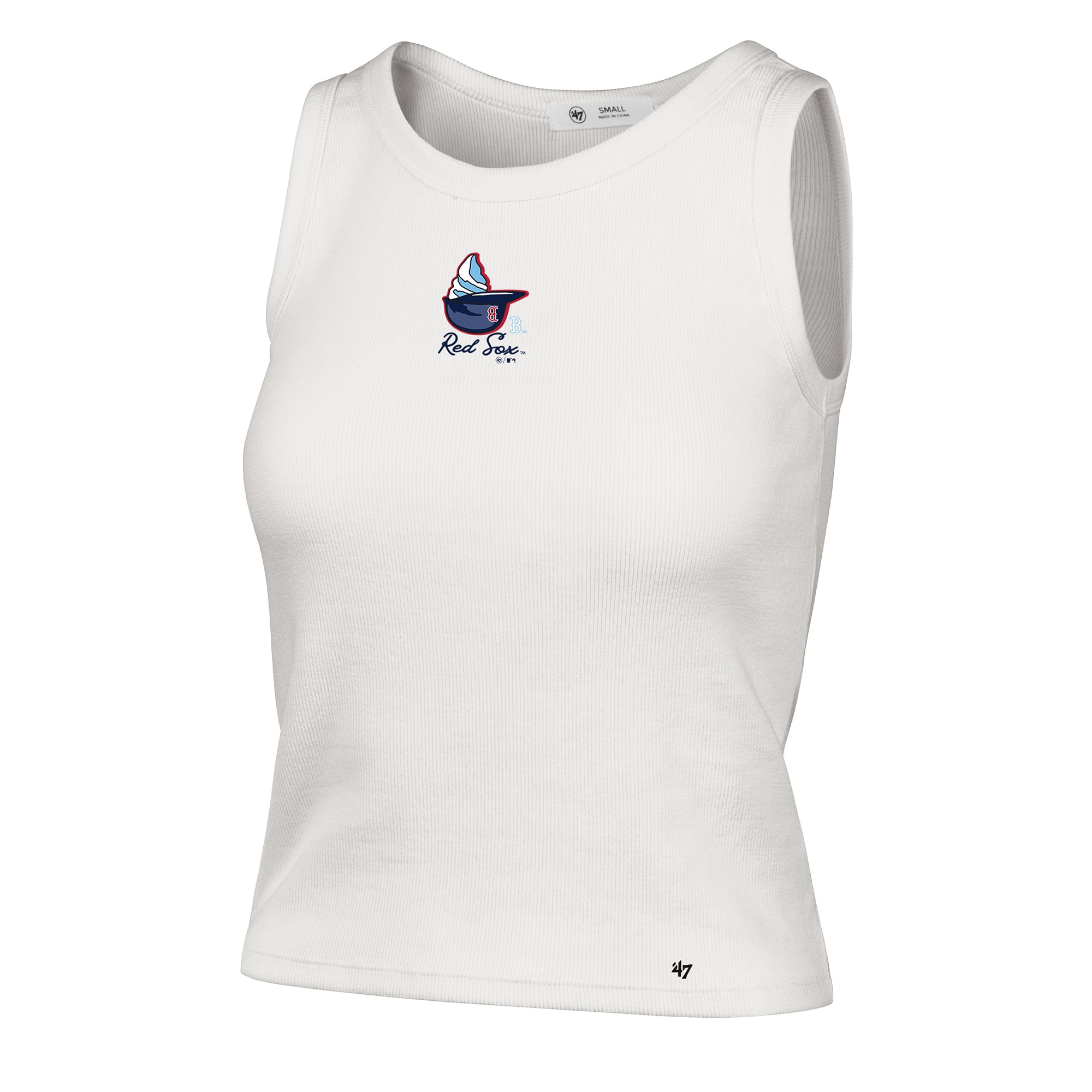 Women's '47 Cream Boston Red Sox Single Swirl Ribbed Baby Tank Top