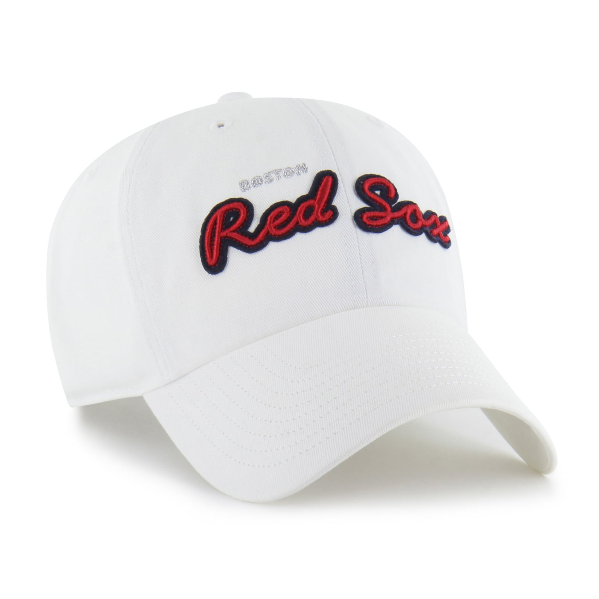 Women's '47 White Boston Red Sox Trendy Script Clean Up Adjustable Hat