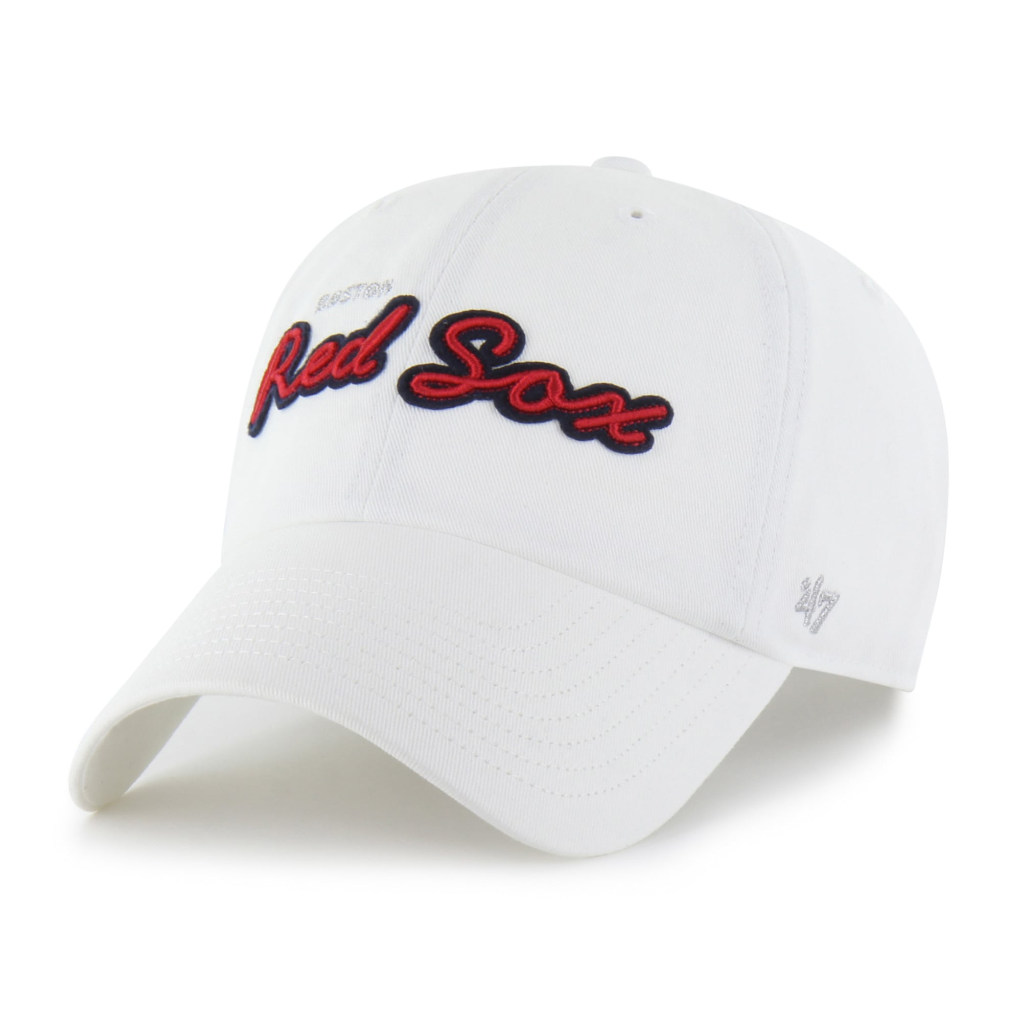 Women's '47 White Boston Red Sox Trendy Script Clean Up Adjustable Hat