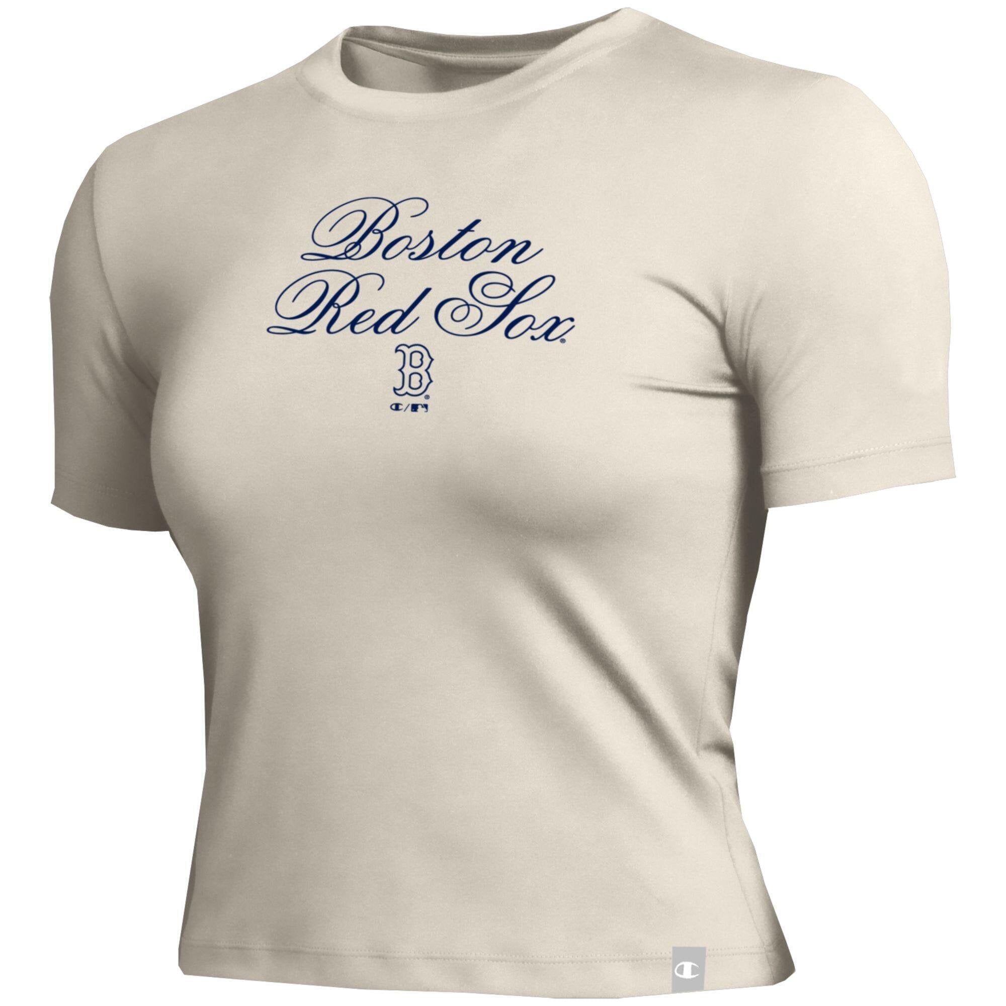 T-shirt court ajusté doux au toucher Champion crème pour femme, Boston Red Sox
