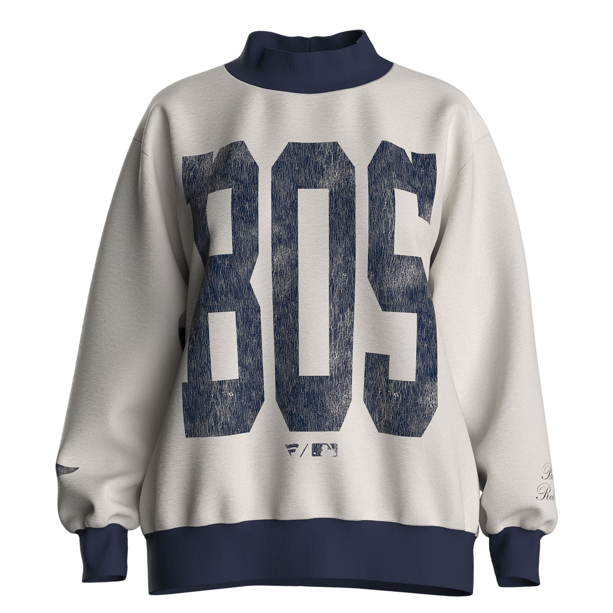 Women's Fanatics Cream Boston Red Sox City Abbreviation Funnel Neck Fleece Sweatshirt