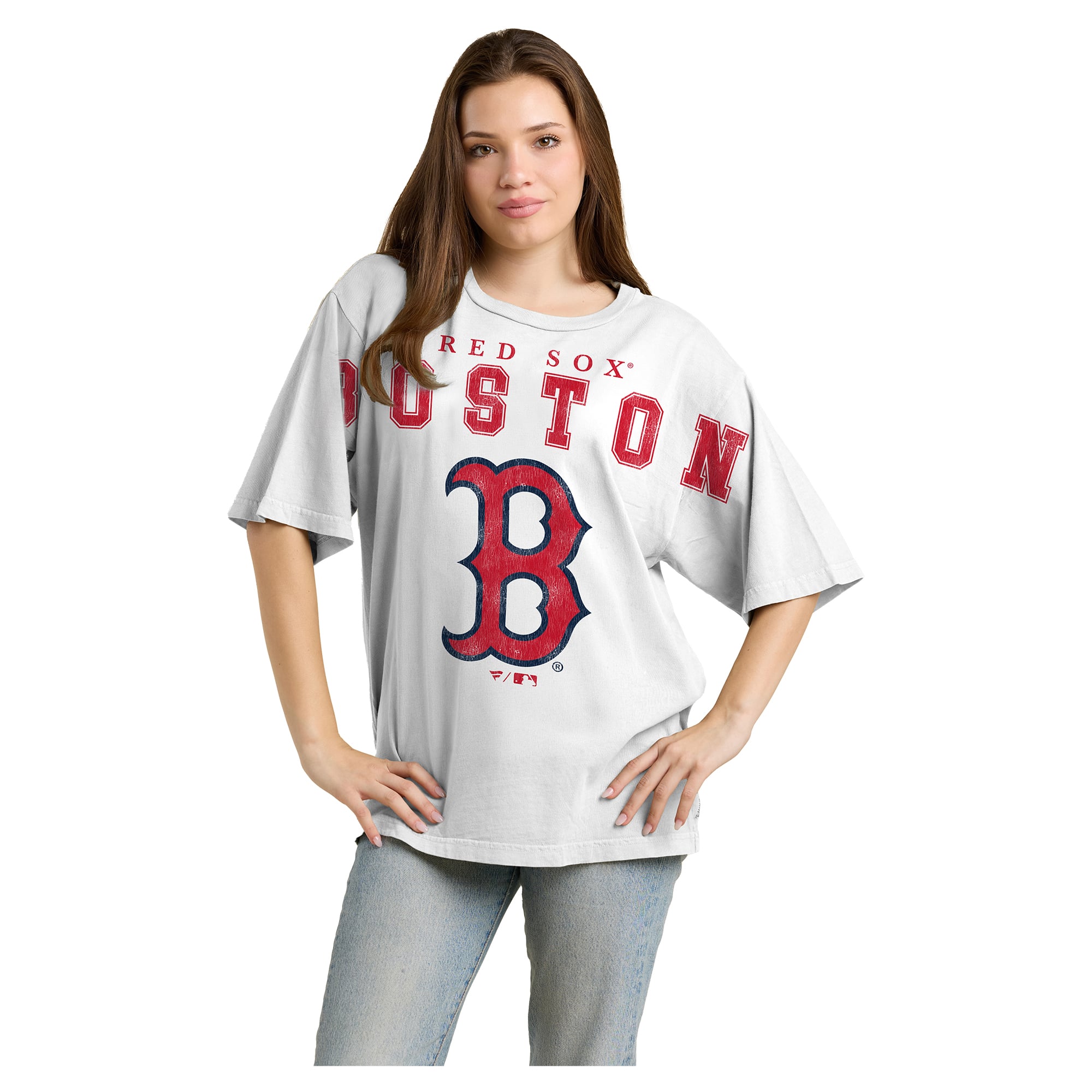 Women's Fanatics White Boston Red Sox Relaxed Big Text T-Shirt