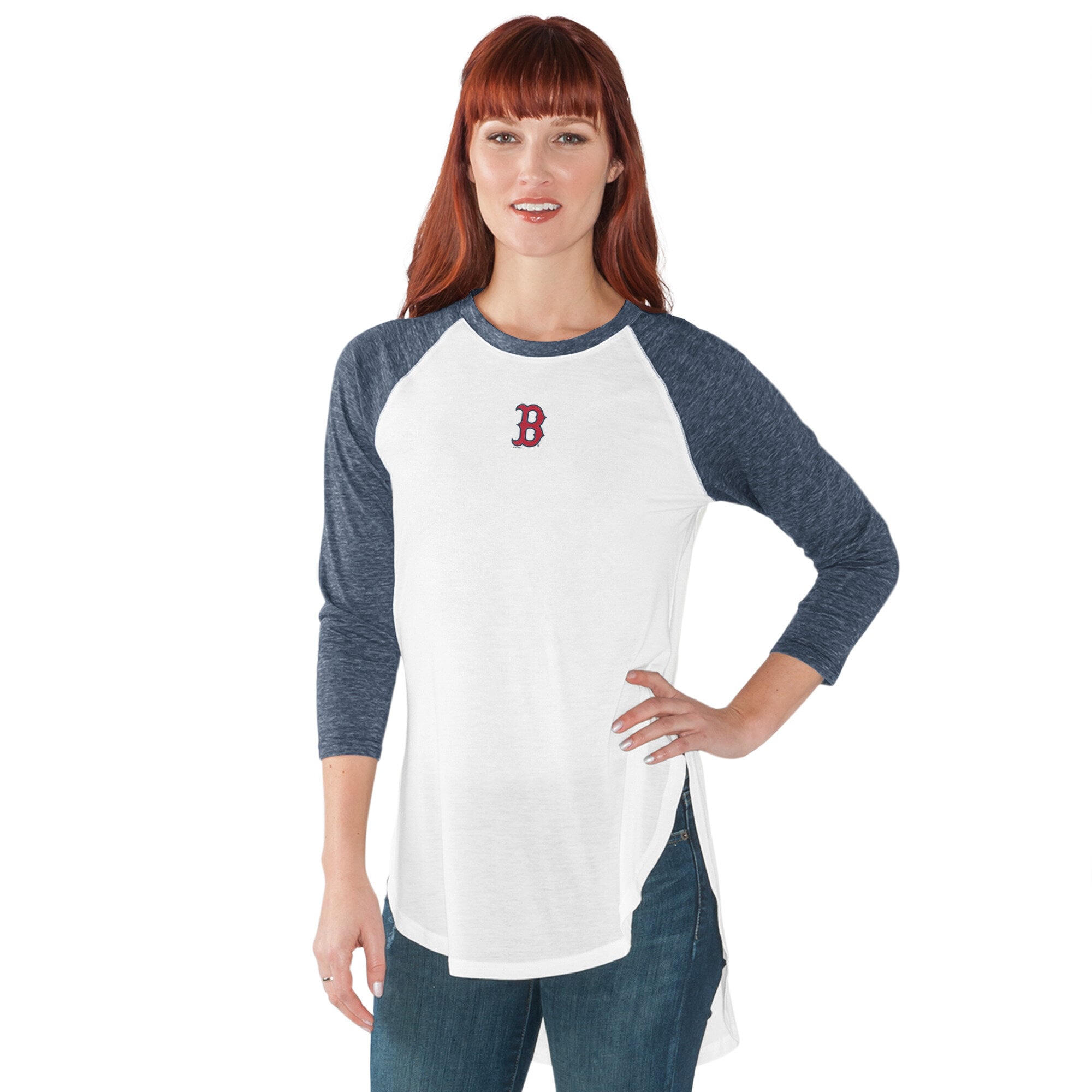 Women's G-III 4Her by Carl Banks White Boston Red Sox All Star 3/4-Sleeve Raglan T-Shirt