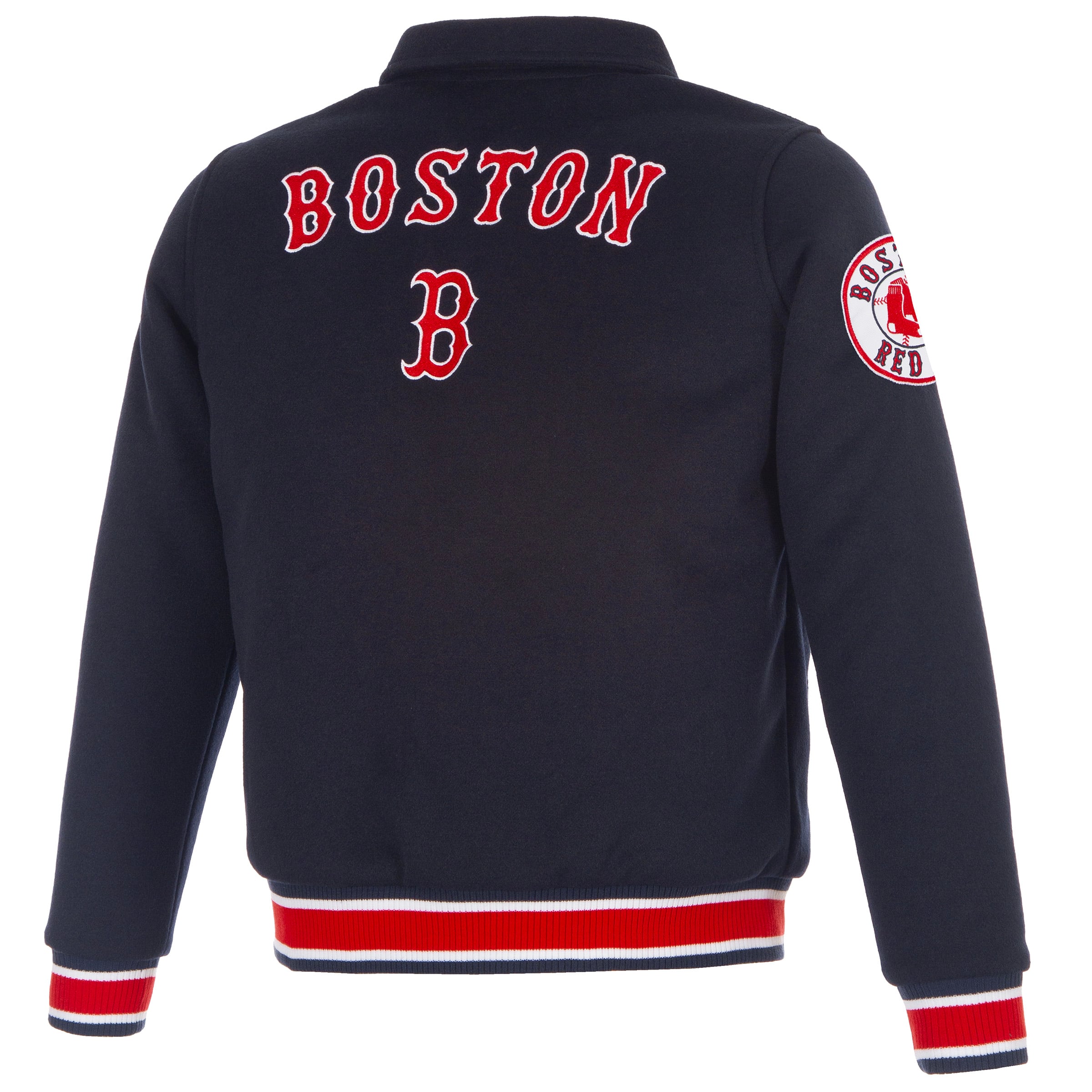 Veste réversible en laine à boutons-pression pour femme JH Design Boston Red Sox, bleu marine