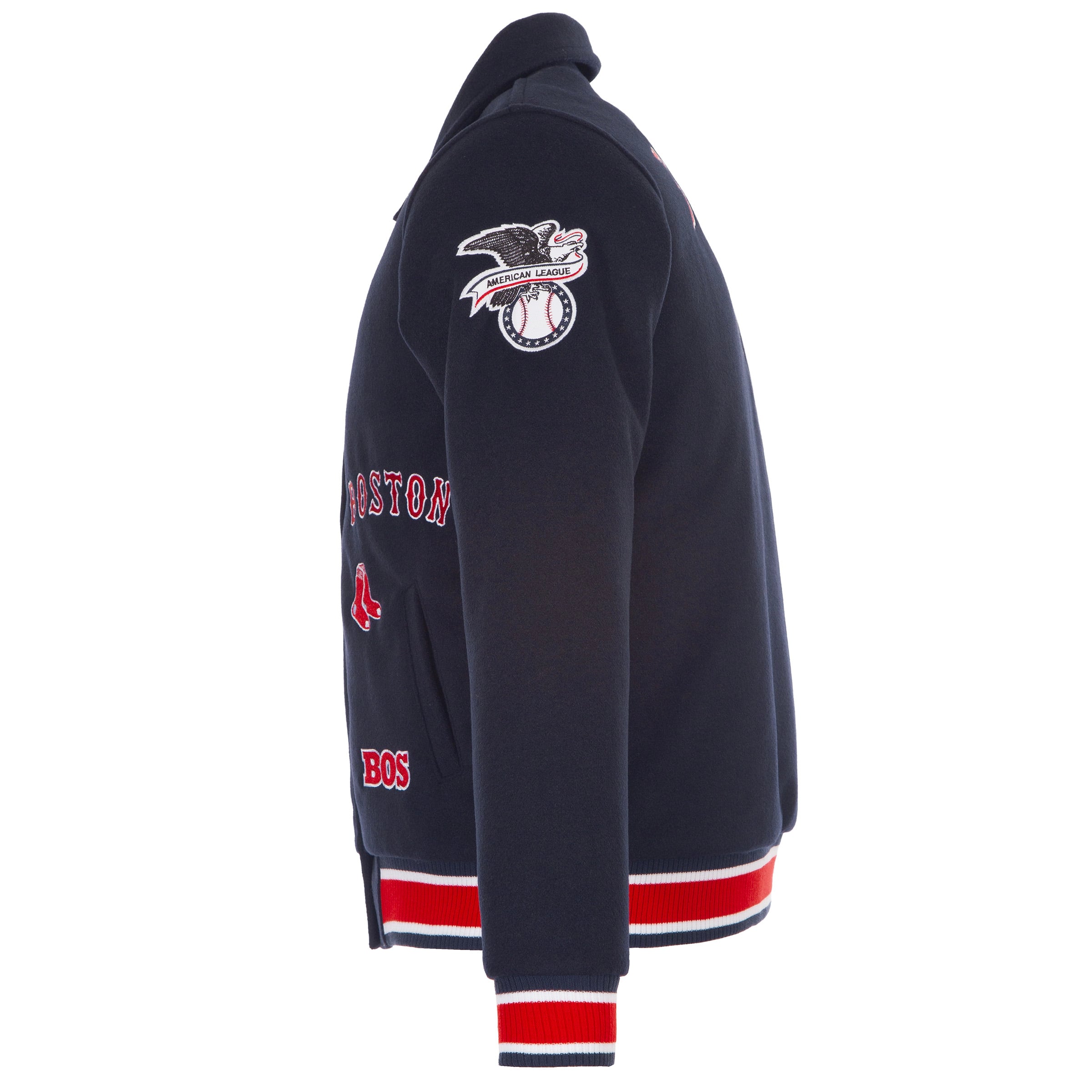 Veste réversible en laine à boutons-pression pour femme JH Design Boston Red Sox, bleu marine