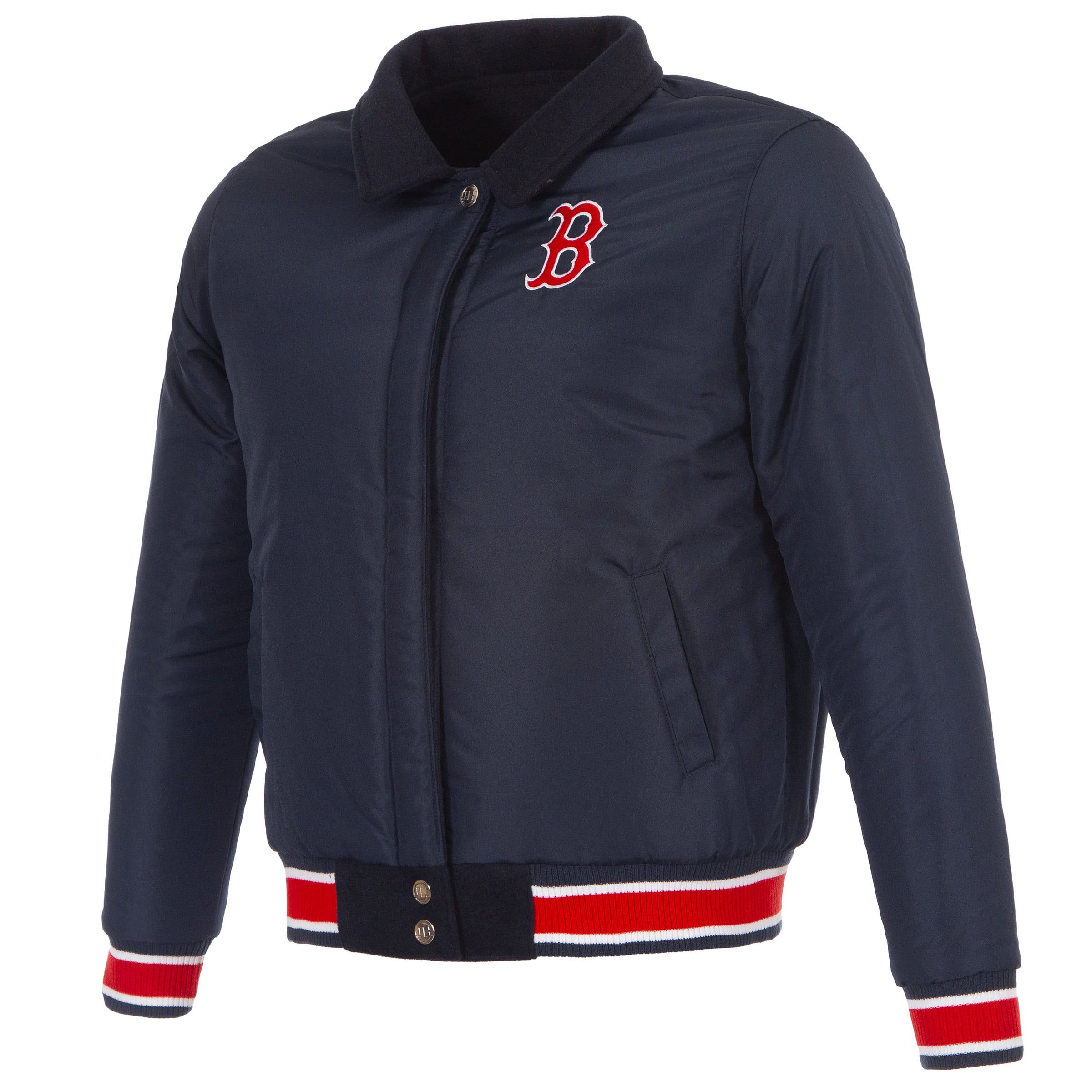 Veste réversible en laine à boutons-pression pour femme JH Design Boston Red Sox, bleu marine