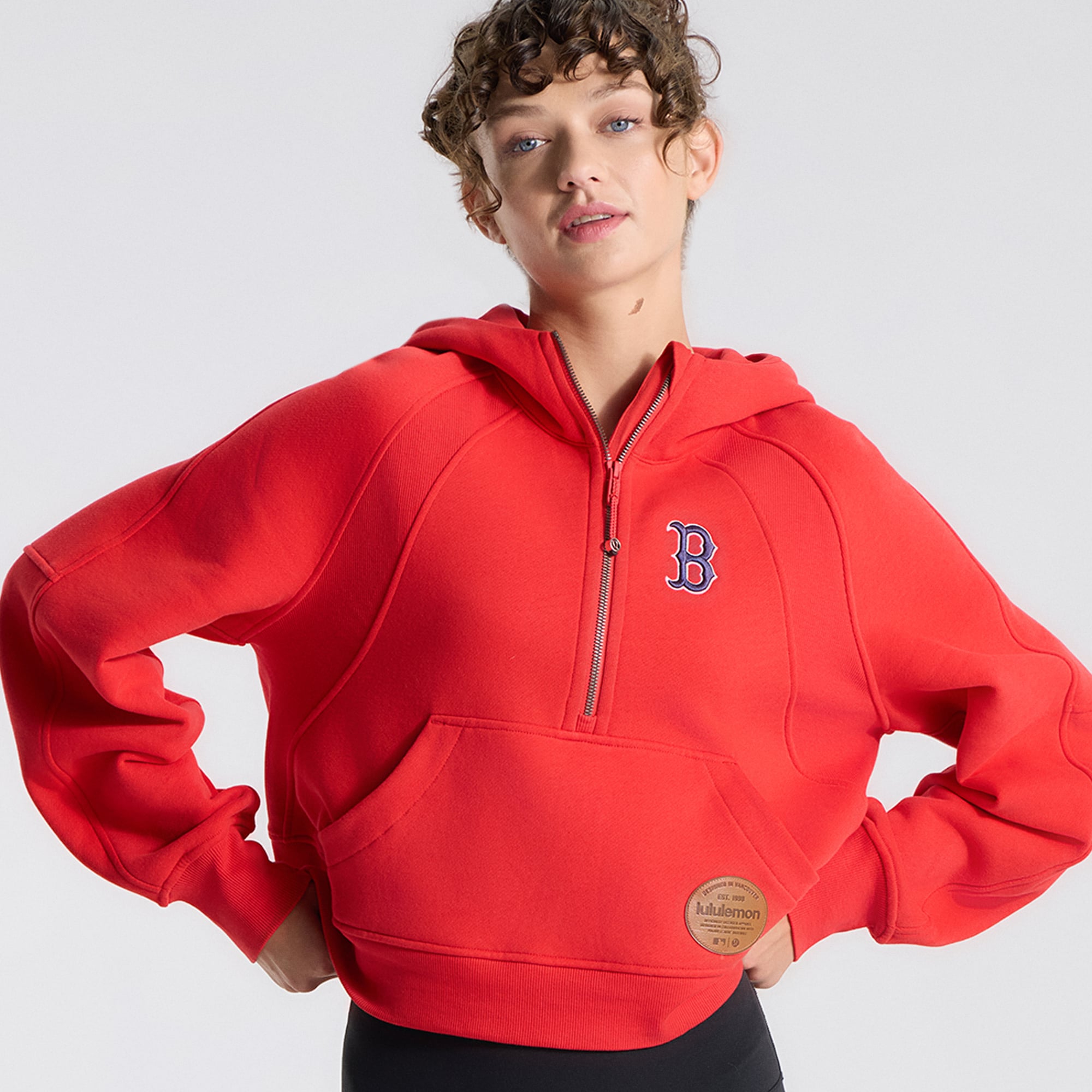 Women's lululemon True Red Boston Sox Scuba Oversized Half-Zip Hoodie