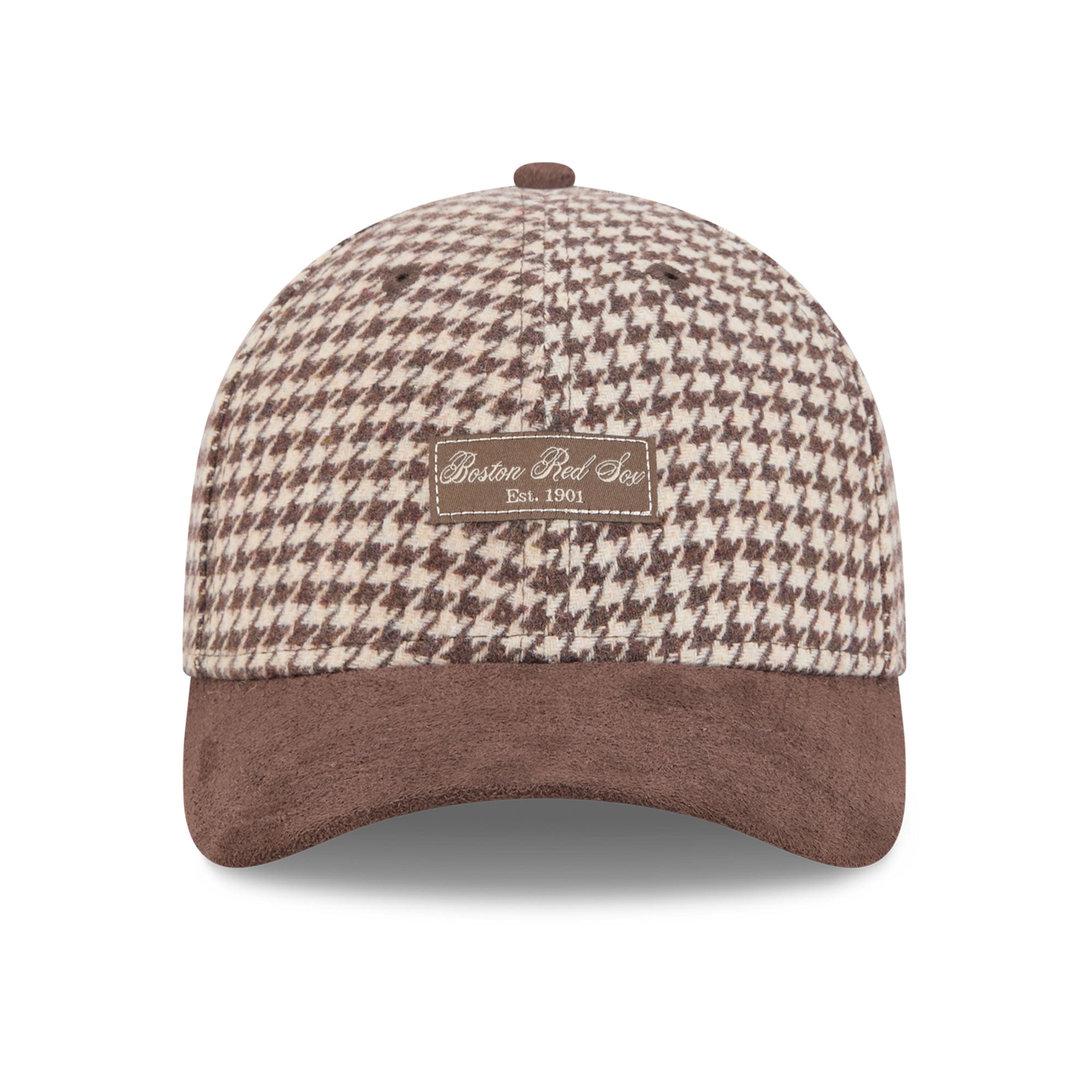 Casquette ajustable New Era 9FORTY M-Crown marron clair pour femme, Boston Red Sox, en fausse laine.