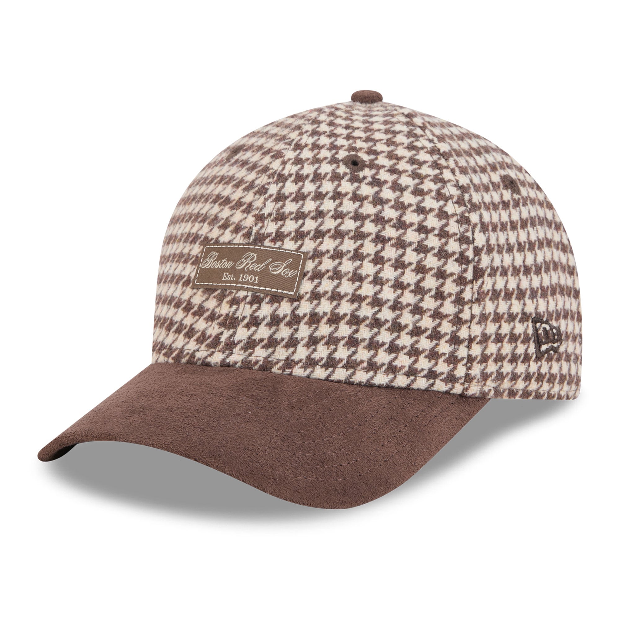 Casquette ajustable New Era 9FORTY M-Crown marron clair pour femme, Boston Red Sox, en fausse laine.