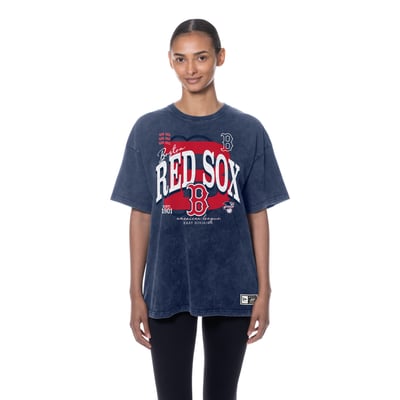 Boston Red Sox New Era Women's Throwback Mineral Wash Boyfriend T-Shirt - Navy