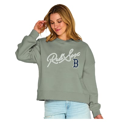  Boston Red Sox Soft as a Grape Women's Snuggly Sweatshirt - Green