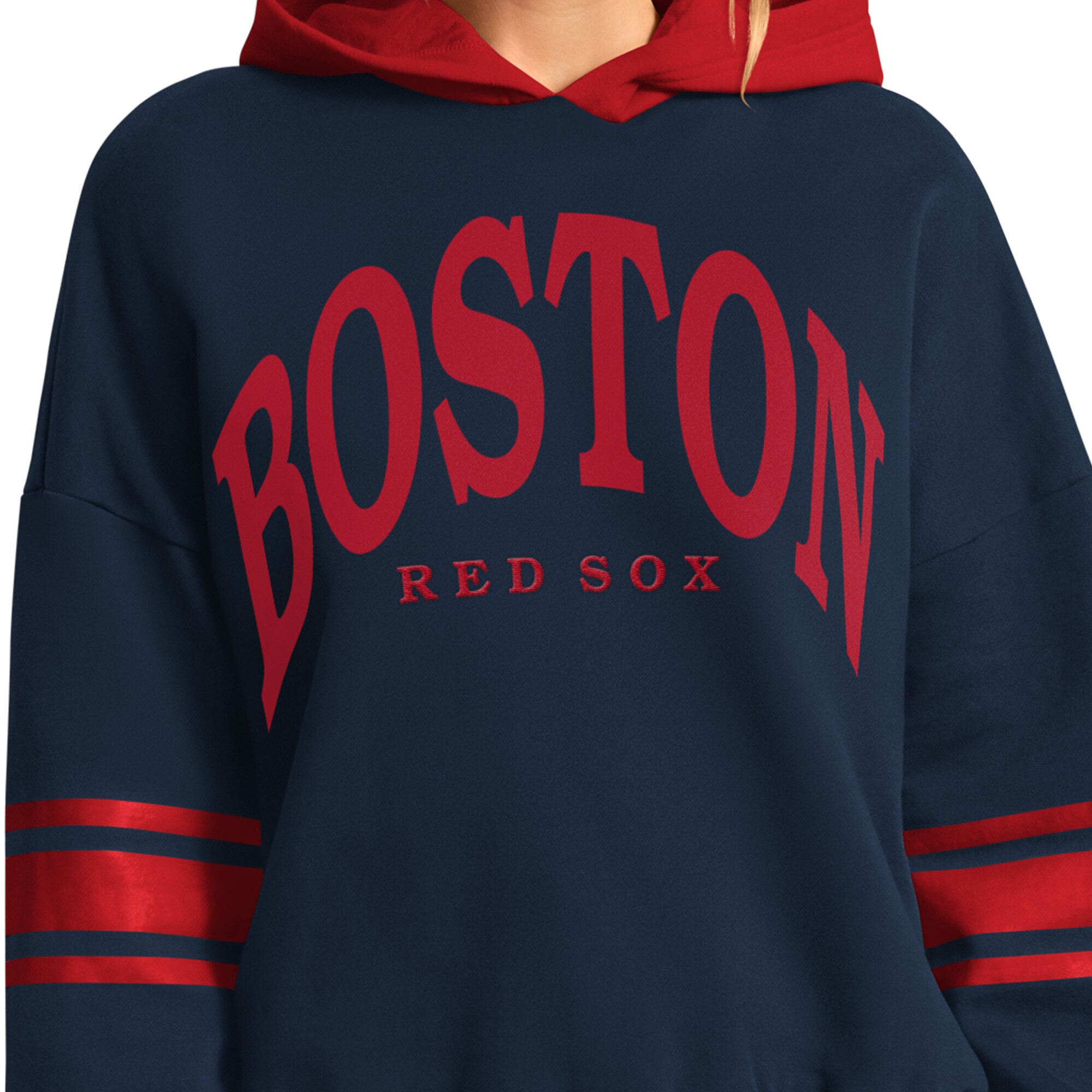 Sweat à capuche Starter bleu marine pour femme, Boston Red Sox, Meilleur entraîneur