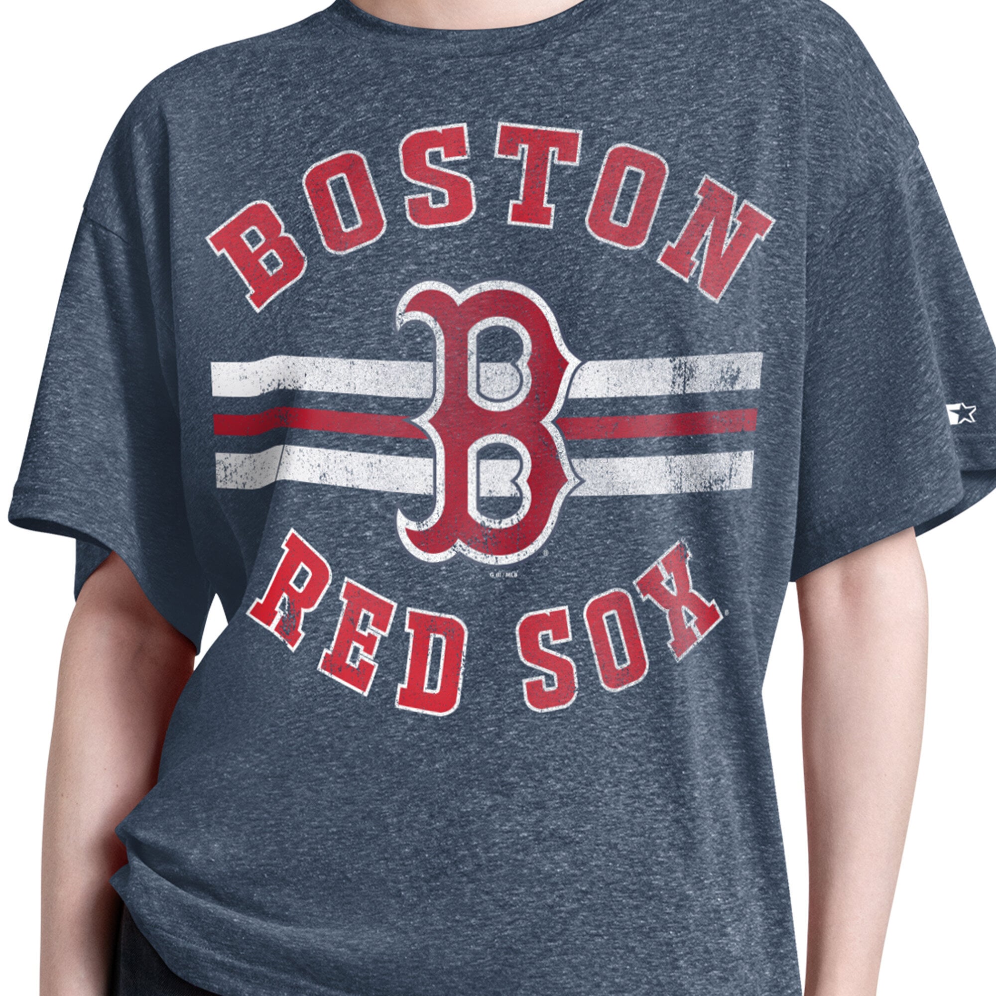 T-shirt Starter pour femme, bleu marine, Boston Red Sox, Jump Shot Boyfriend, mélange de trois matières