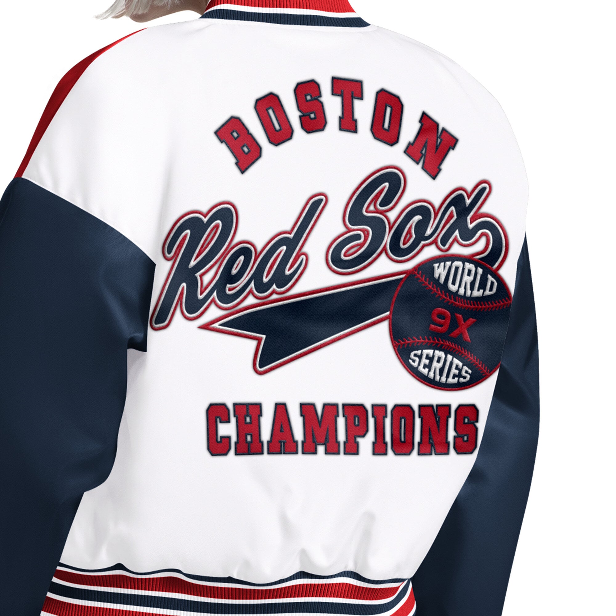 Veste universitaire Starter White Boston Red Sox Game On pour femmes, à boutons-pression.