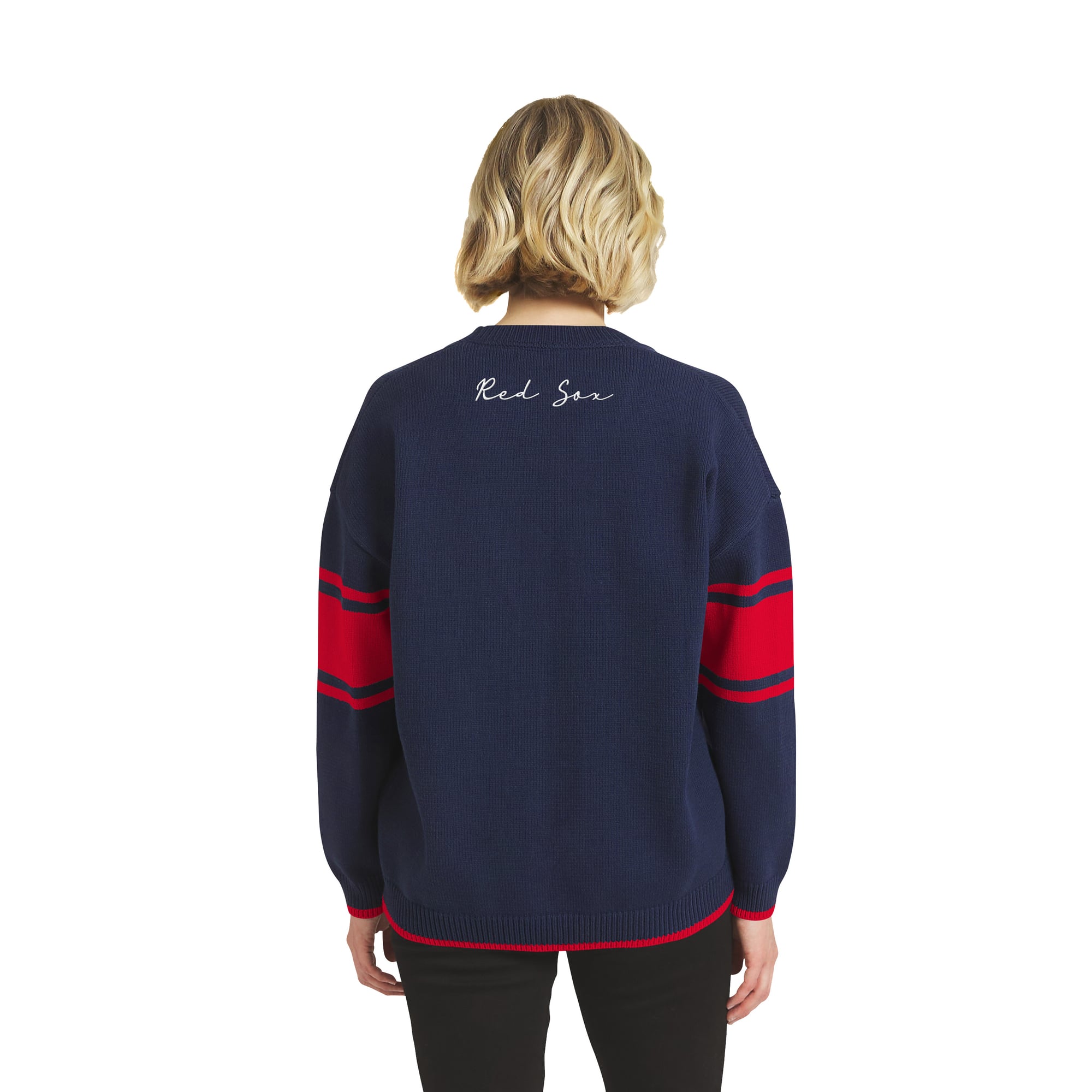 Women's WEAR by Erin Andrews Navy Boston Red Sox Button-Up Knit Cardigan