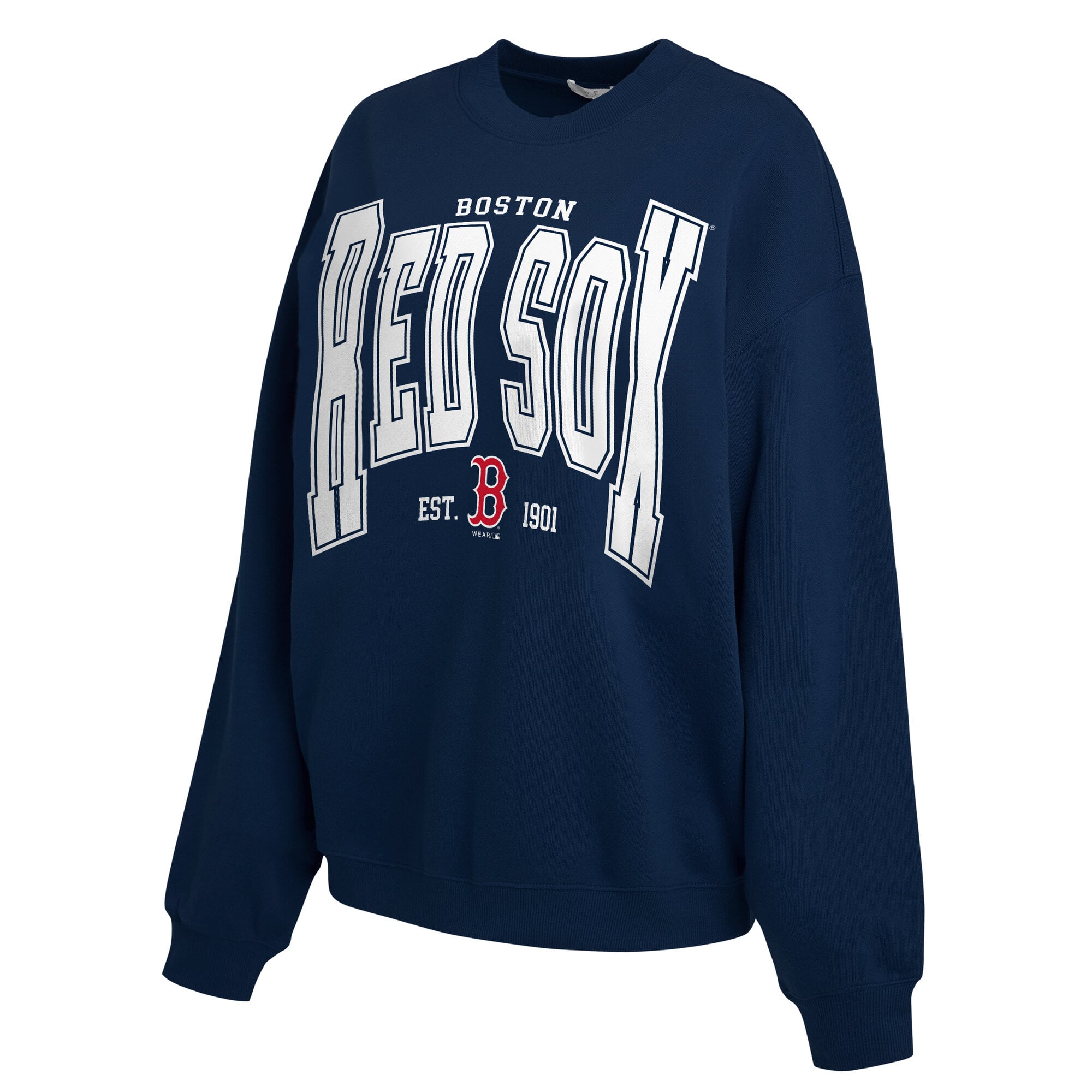 Women's WEAR by Erin Andrews Navy Boston Red Sox Oversized Team Fleece Sweatshirt