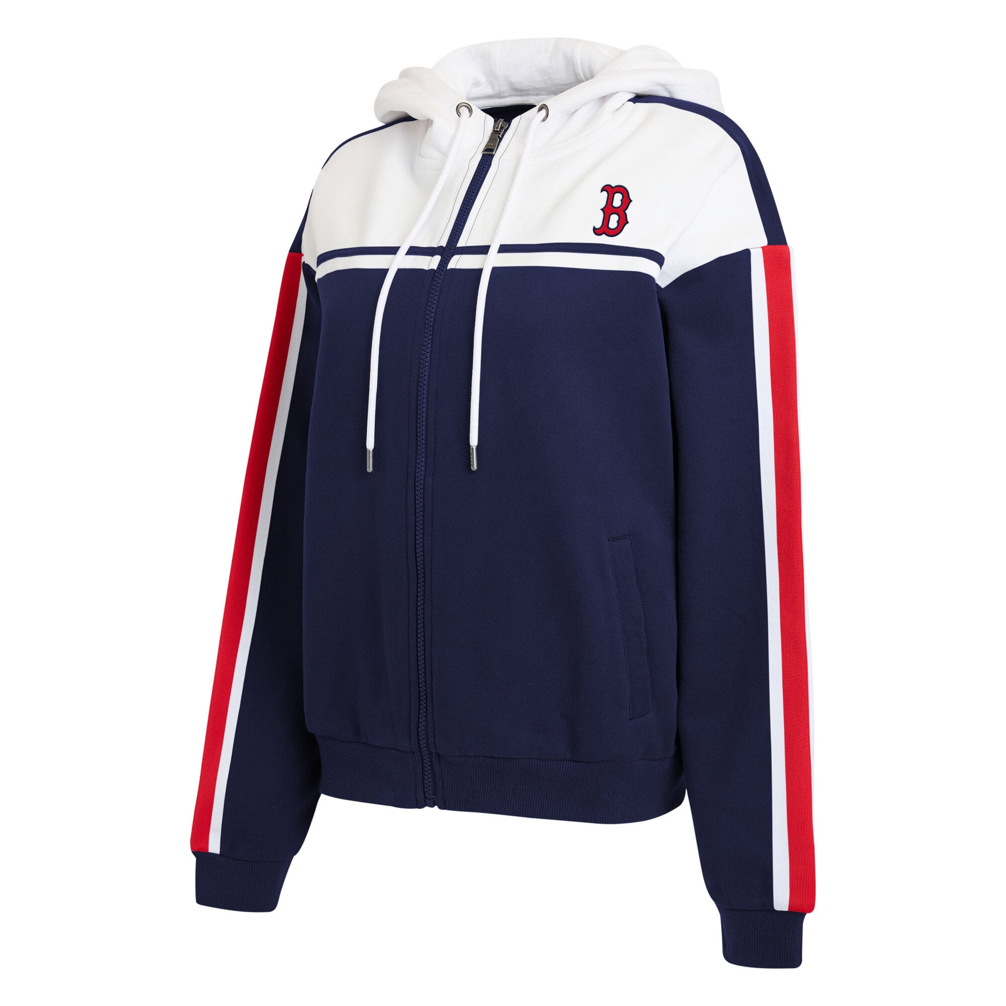 Sweat à capuche zippé WEAR by Erin Andrews pour femme, bleu marine et blanc