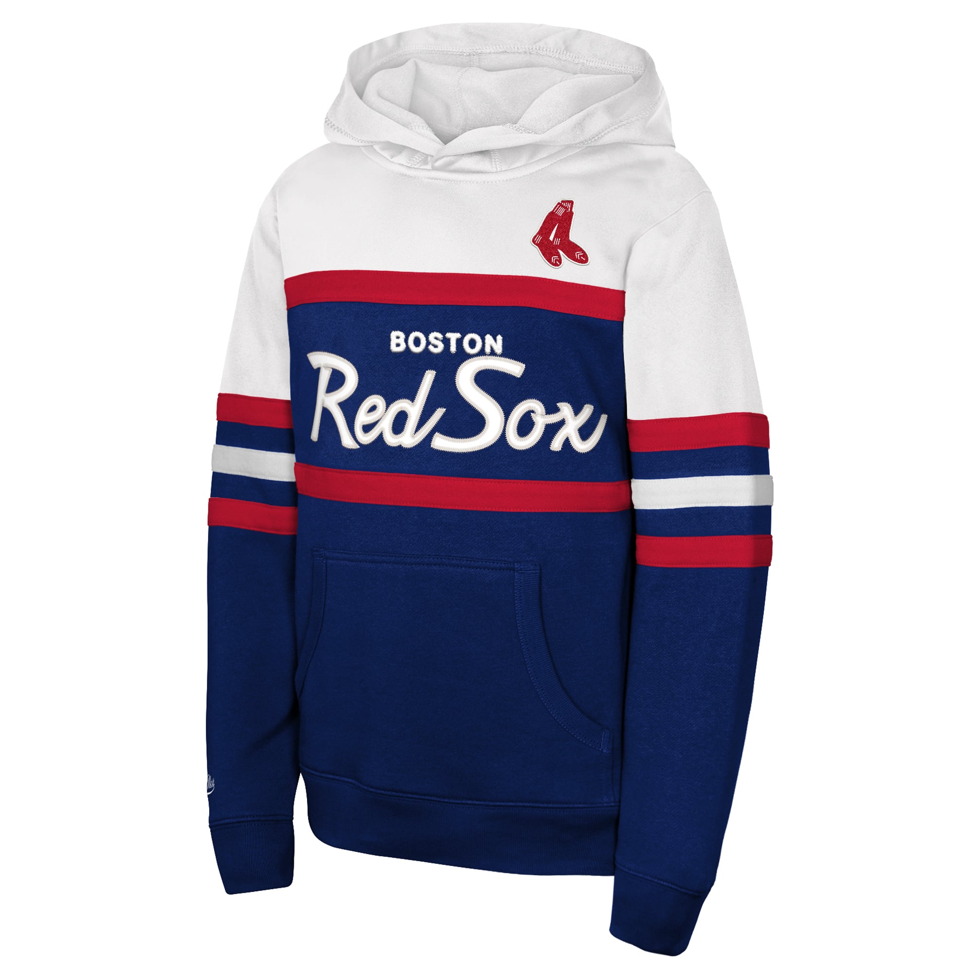 Youth Mitchell & Ness Navy Boston Red Sox Throwback Head Coach Hoodie