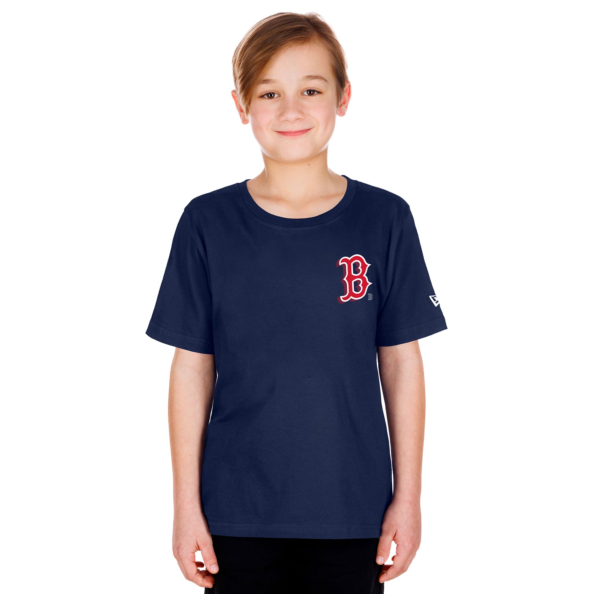 Youth New Era Navy Boston Red Sox Cartoon Logo T-Shirt