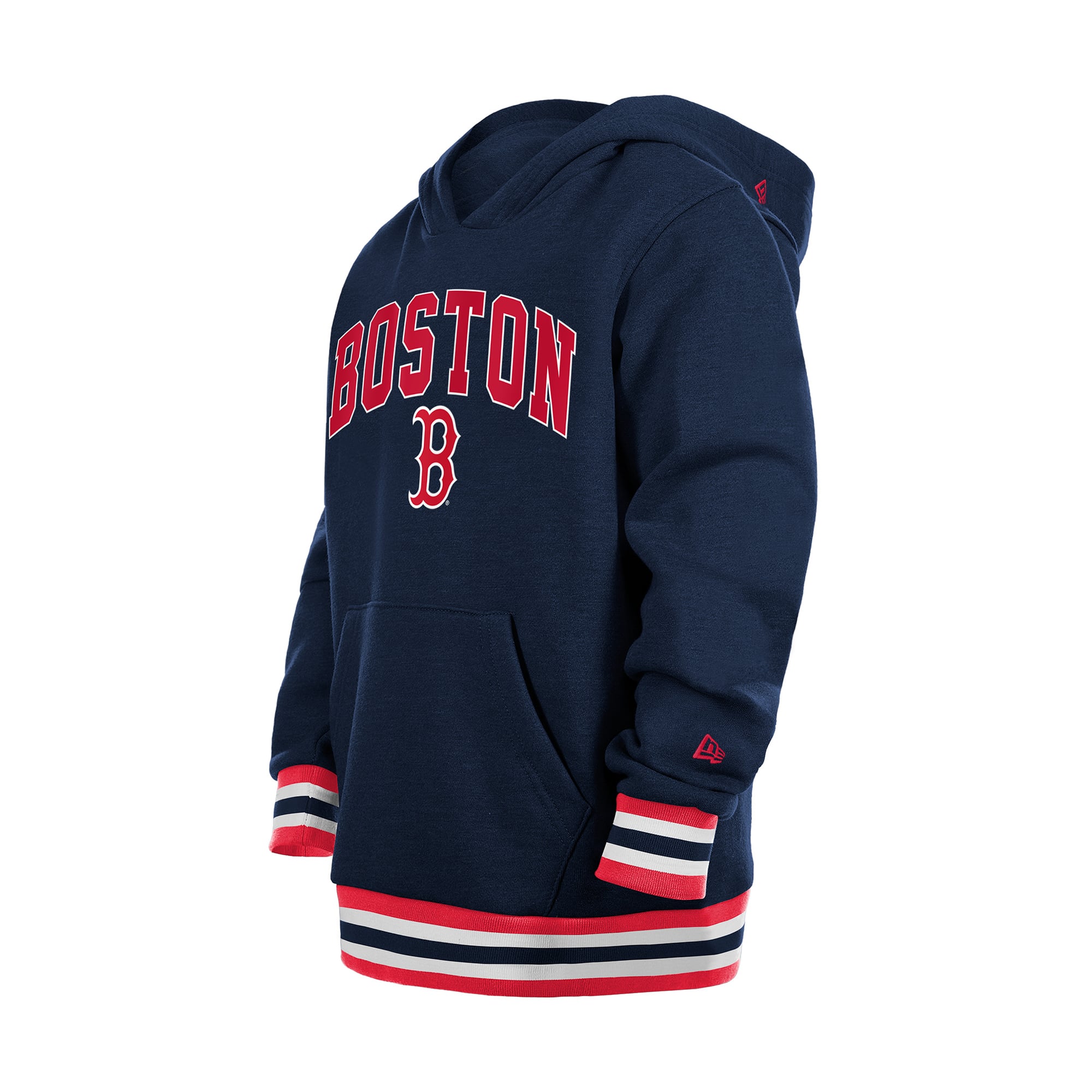 Youth New Era Navy Boston Red Sox Knit Trim Pullover Hoodie