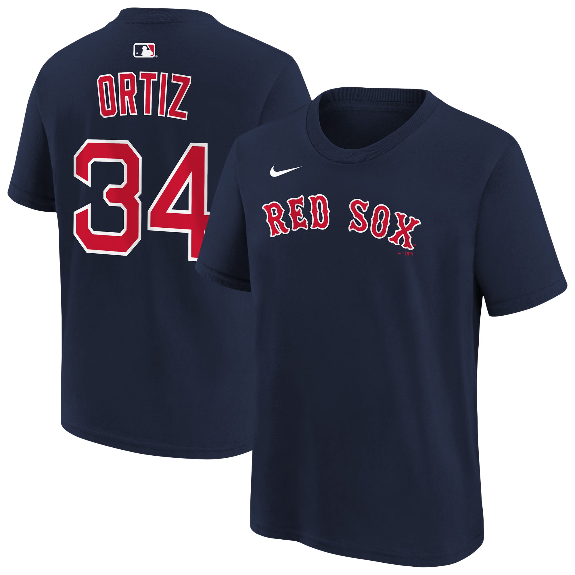 T-shirt Nike pour enfant David Ortiz bleu marine Boston Red Sox avec nom et numéro