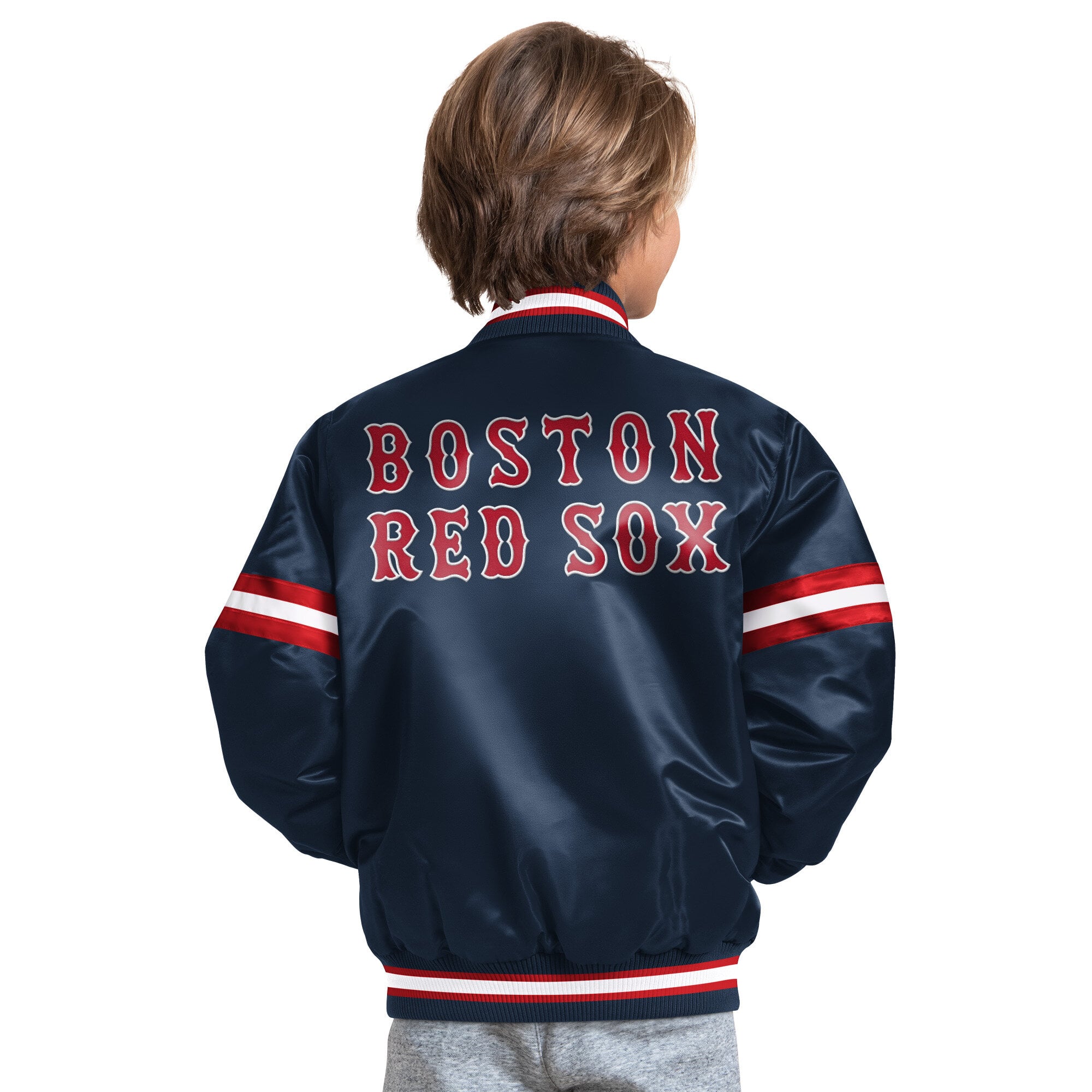 Veste universitaire junior à boutons-pression bleu marine Starter Boston Red Sox Courtside.