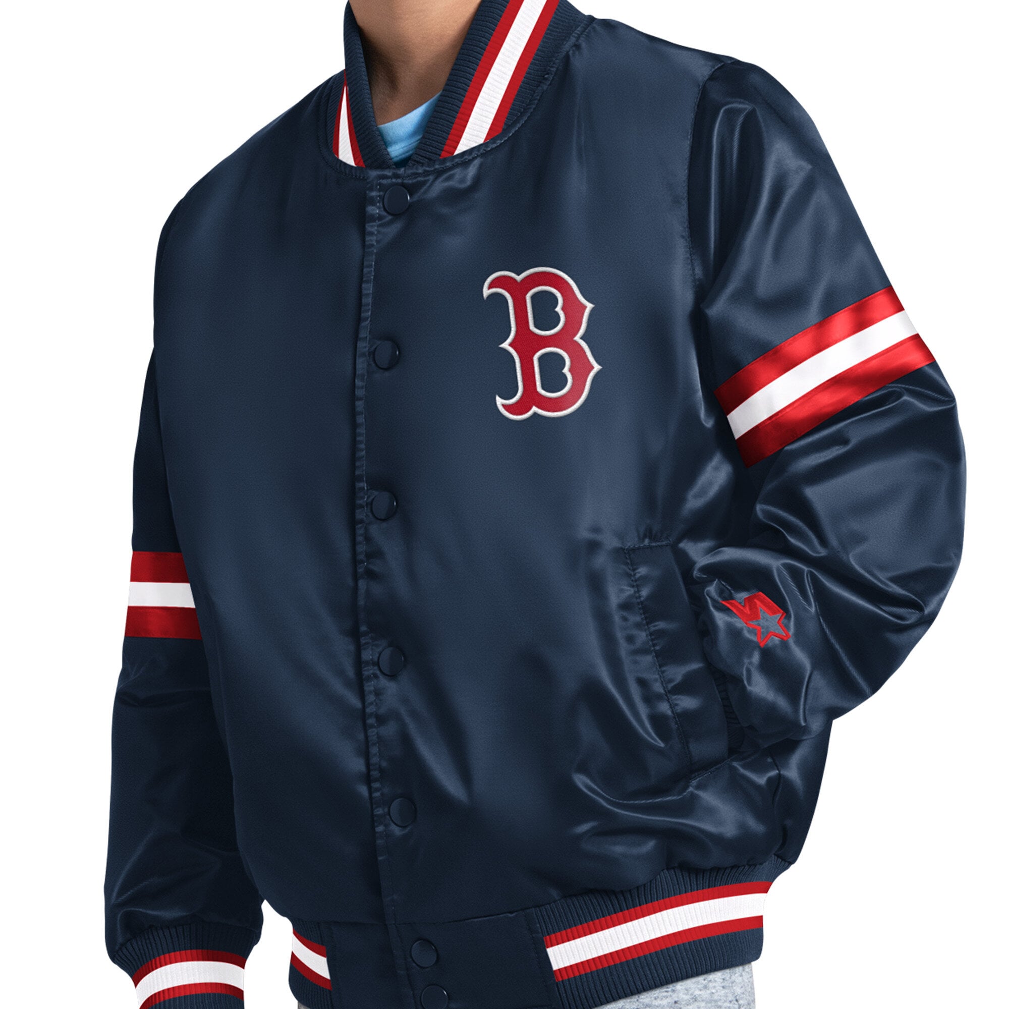 Veste universitaire junior à boutons-pression bleu marine Starter Boston Red Sox Courtside.