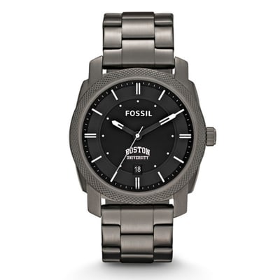 Boston University Fossil Machine Smoke Stainless Steel Watch