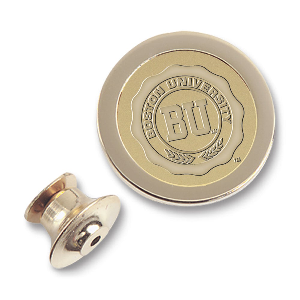 Gold Boston University Logo Lapel Pin